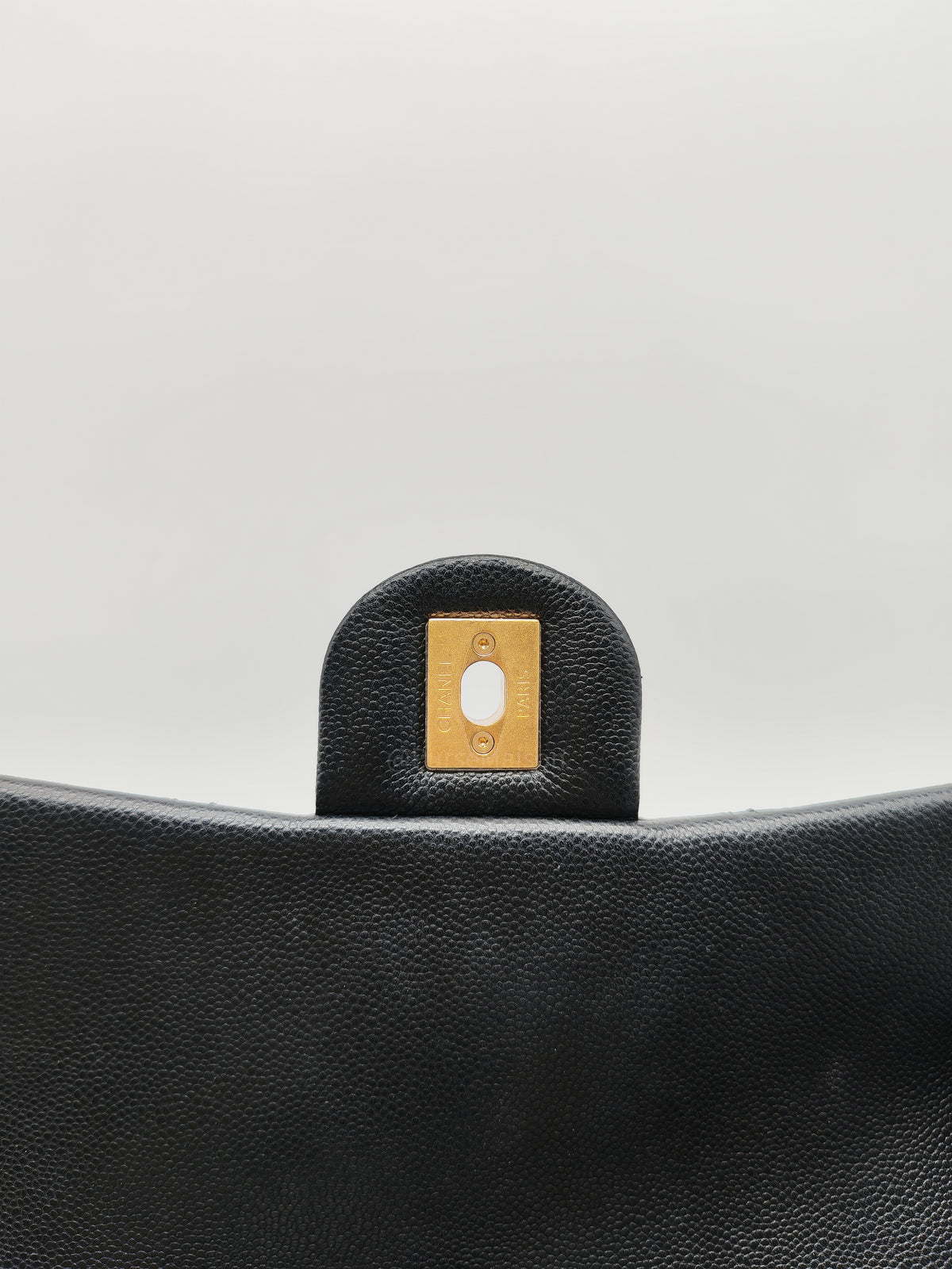 Chanel Mini Rectangular Flap Bag in Black Quilted Caviar Leather and Aged Gold Hardware Microchip