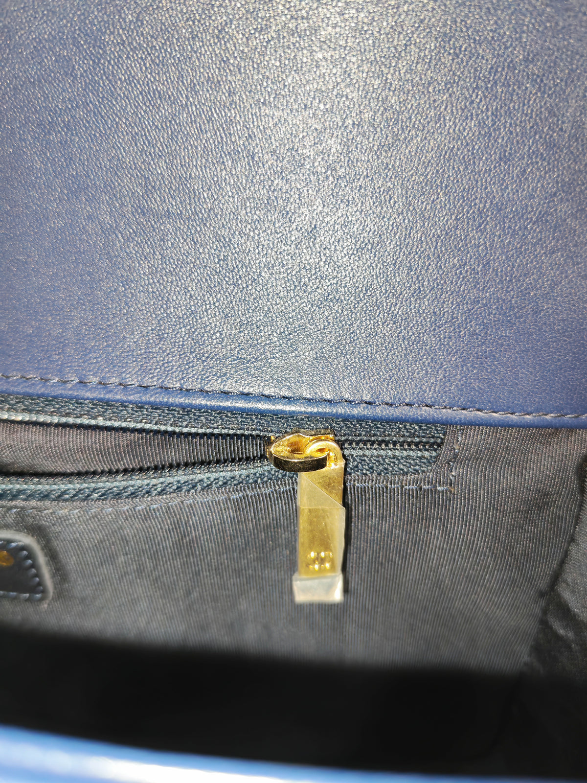 Chanel Boy Old Medium in Blue Quilted Lambskin Leather and Aged Gold Hardware Series 21