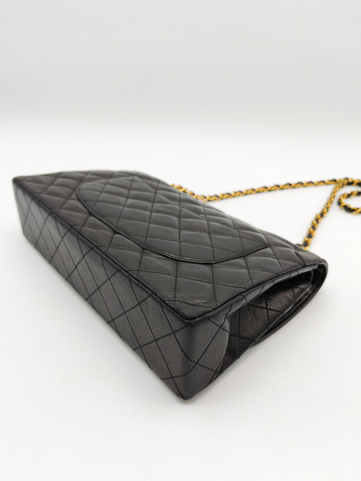 Chanel Paris Limited Edition Double Flap Bag Medium in Black Lambskin Leather Mix Hardware (Series 3)