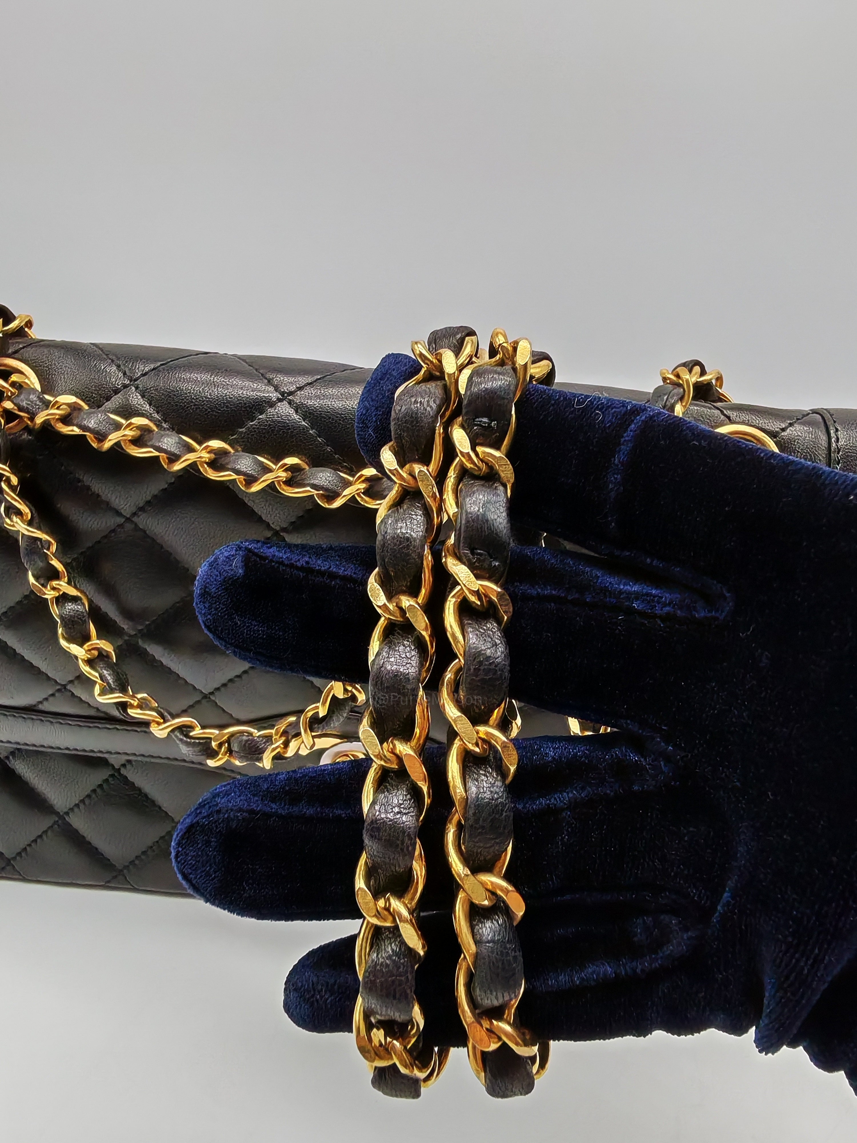 Chanel Paris Limited Edition Double Flap Bag Medium in Black Lambskin Leather Mix Hardware (Series 3)