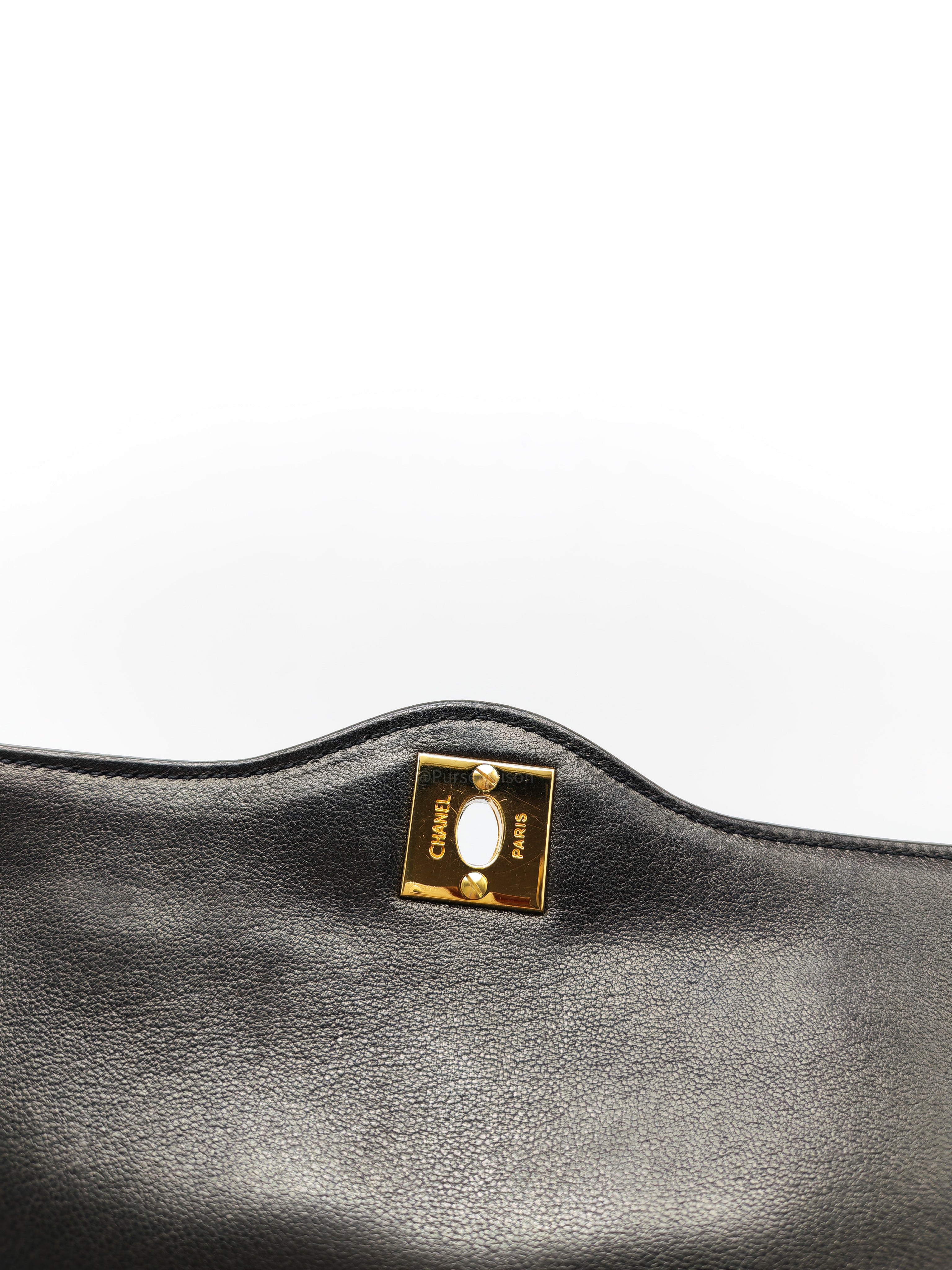 Chanel Paris Limited Edition Double Flap Bag Medium in Black Lambskin Leather Mix Hardware (Series 3)