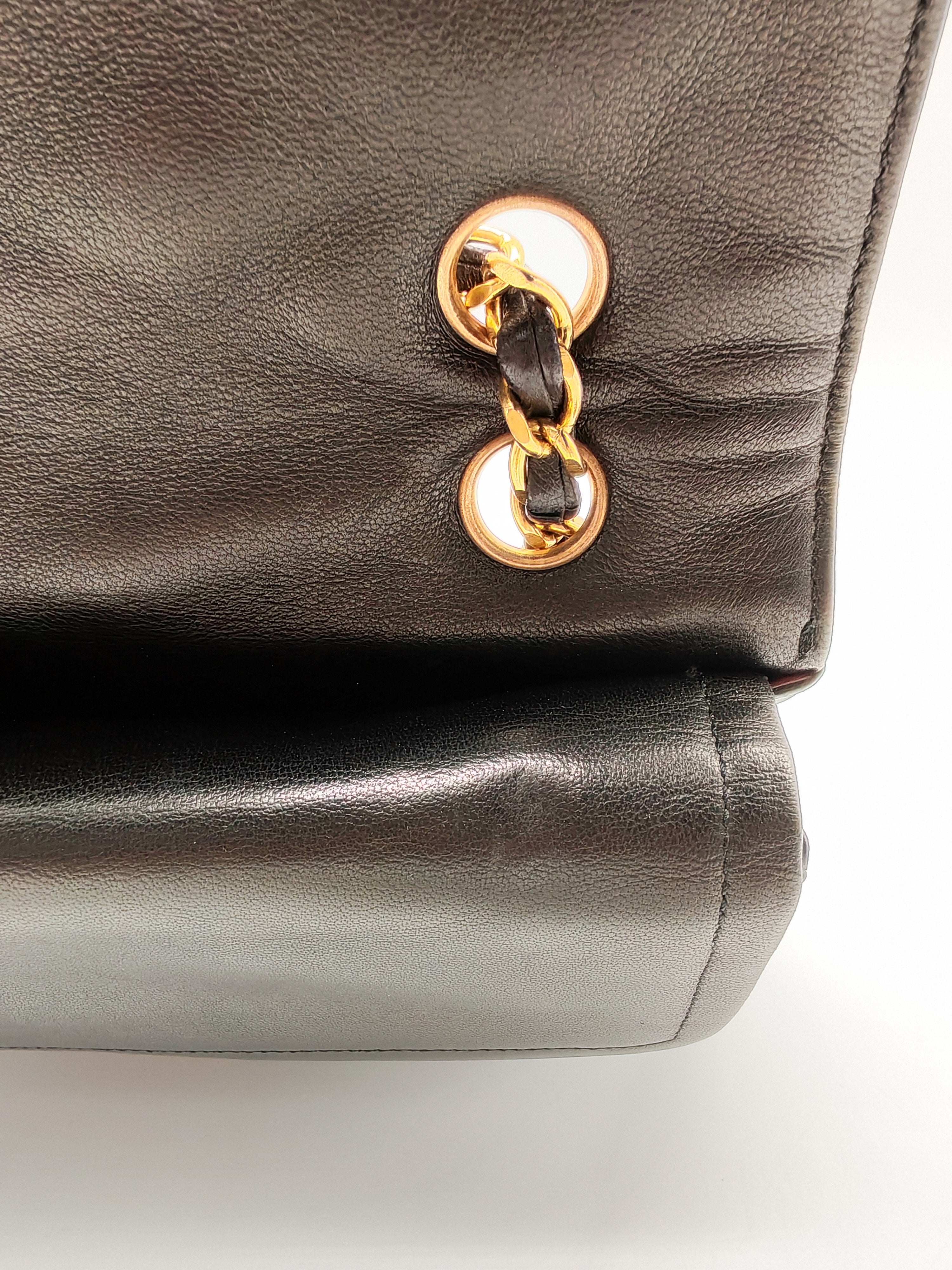 Chanel Paris Limited Edition Double Flap Bag Medium in Black Lambskin Leather Mix Hardware (Series 3)