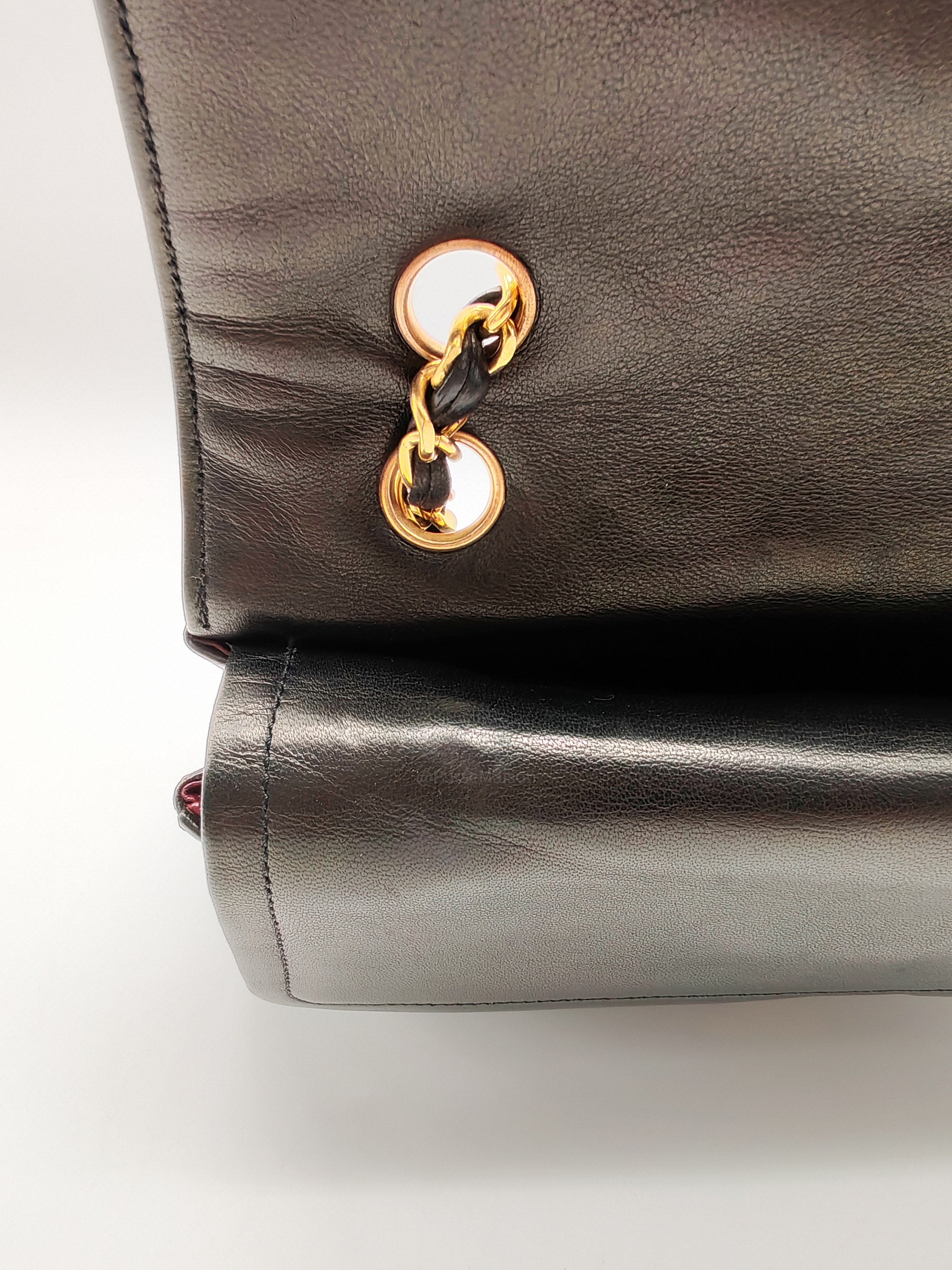 Chanel Paris Limited Edition Double Flap Bag Medium in Black Lambskin Leather Mix Hardware (Series 3)