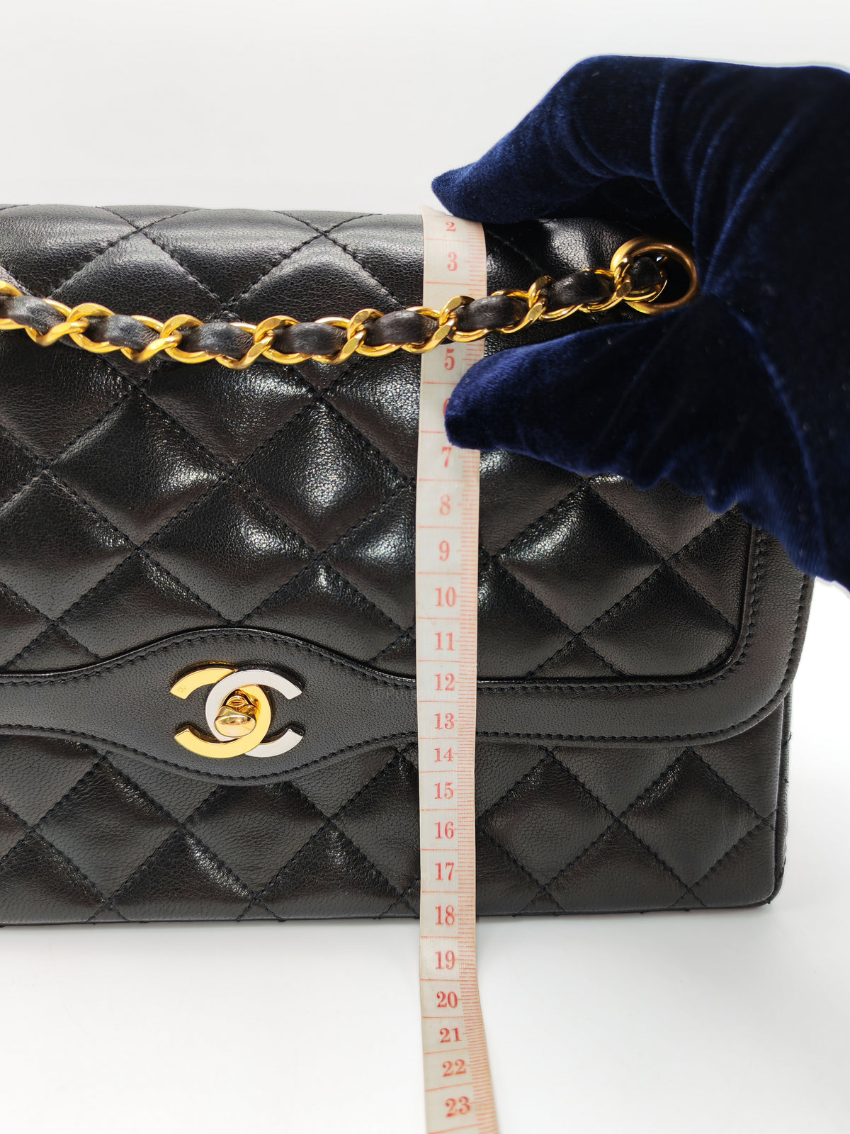 Chanel Paris Limited Edition Double Flap Bag Medium in Black Lambskin Leather Mix Hardware (Series 3)