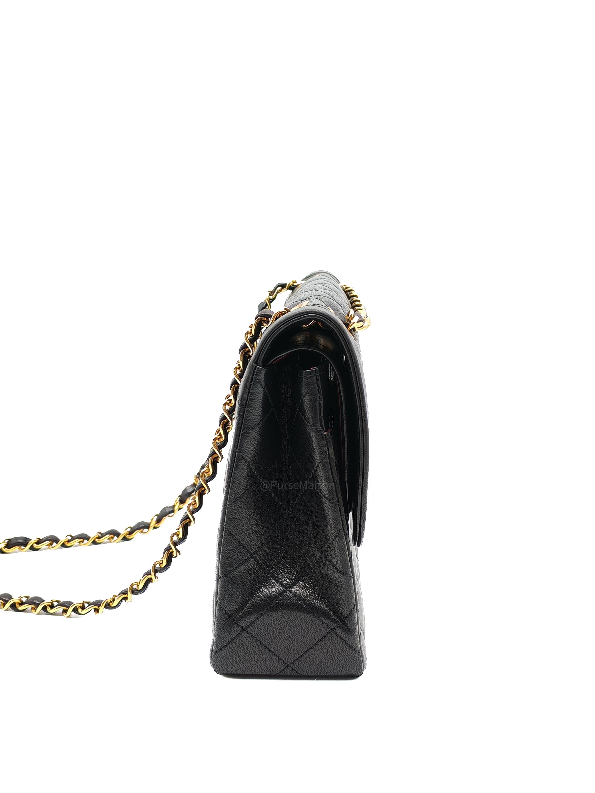 Chanel Paris Limited Edition Double Flap Bag Medium in Black Lambskin Leather Mix Hardware (Series 3)
