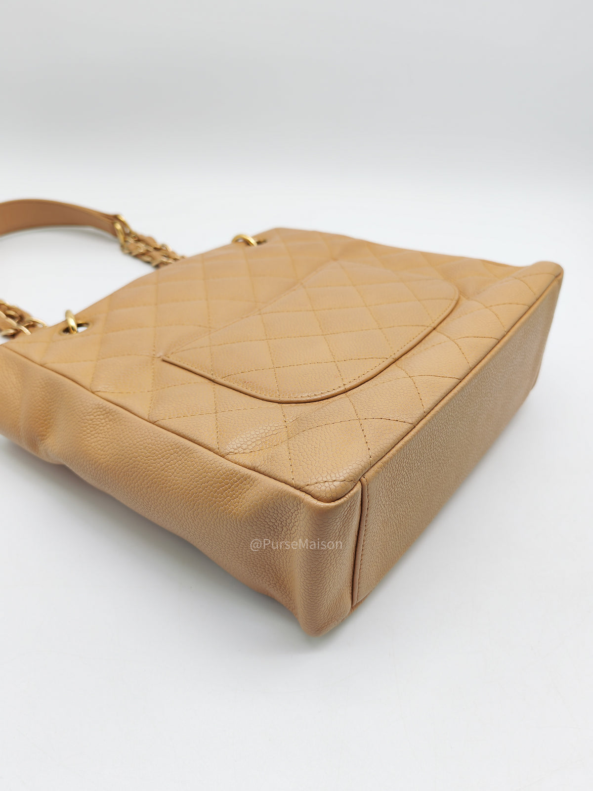 Chanel Petite Shopping Tote Bag (PST) in Dark Beige Caviar Leather Gold Hardware (Series 8) | Purse Maison Luxury Bags Shop