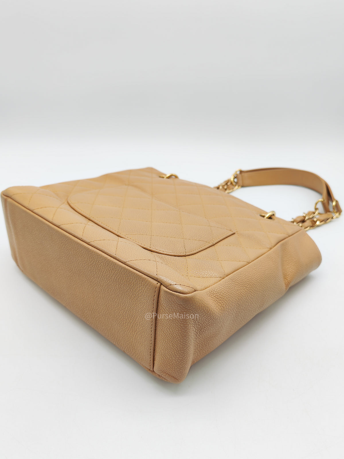 Chanel Petite Shopping Tote Bag (PST) in Dark Beige Caviar Leather Gold Hardware (Series 8) | Purse Maison Luxury Bags Shop