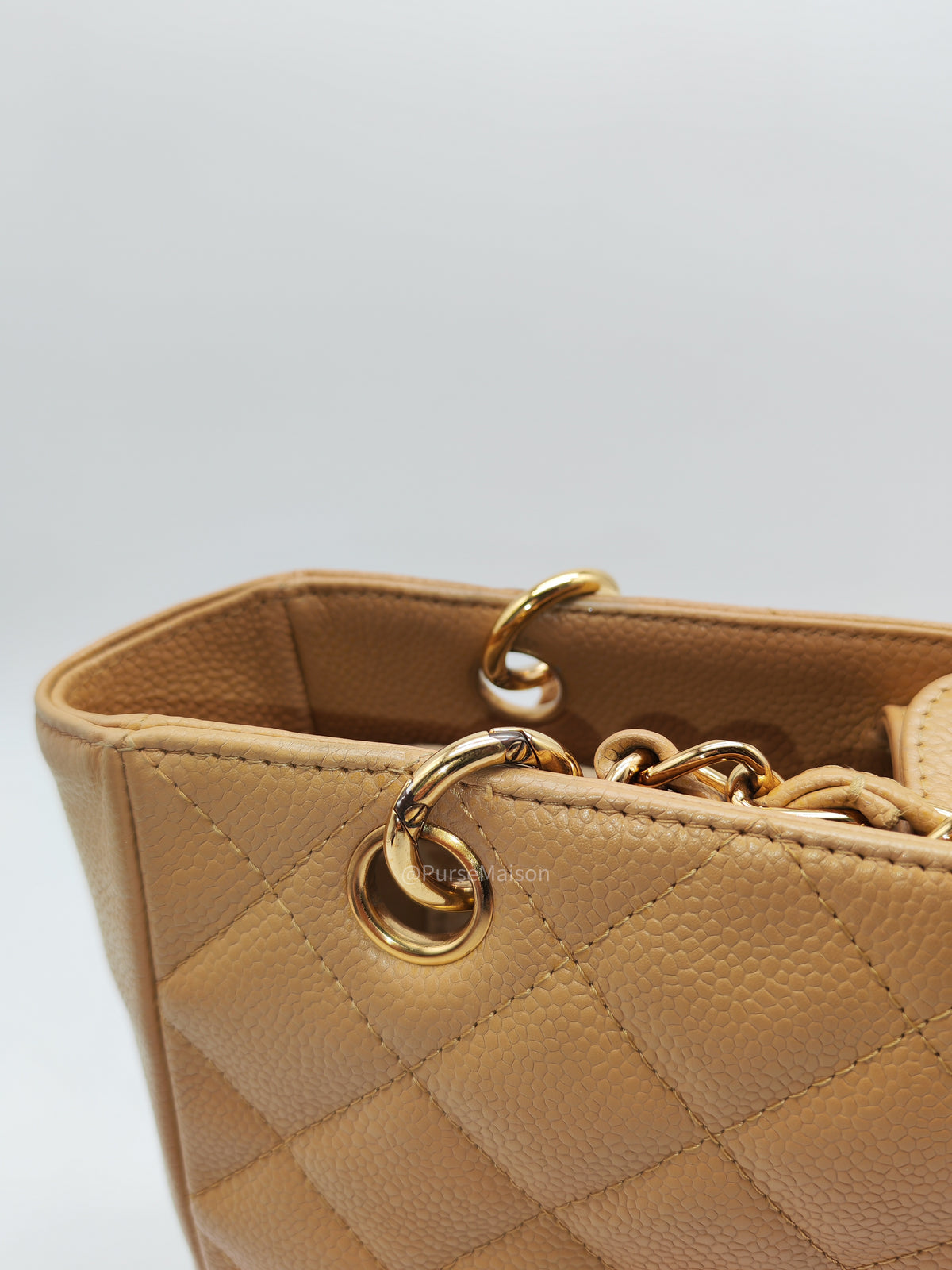 Chanel Petite Shopping Tote Bag (PST) in Dark Beige Caviar Leather Gold Hardware (Series 8) | Purse Maison Luxury Bags Shop
