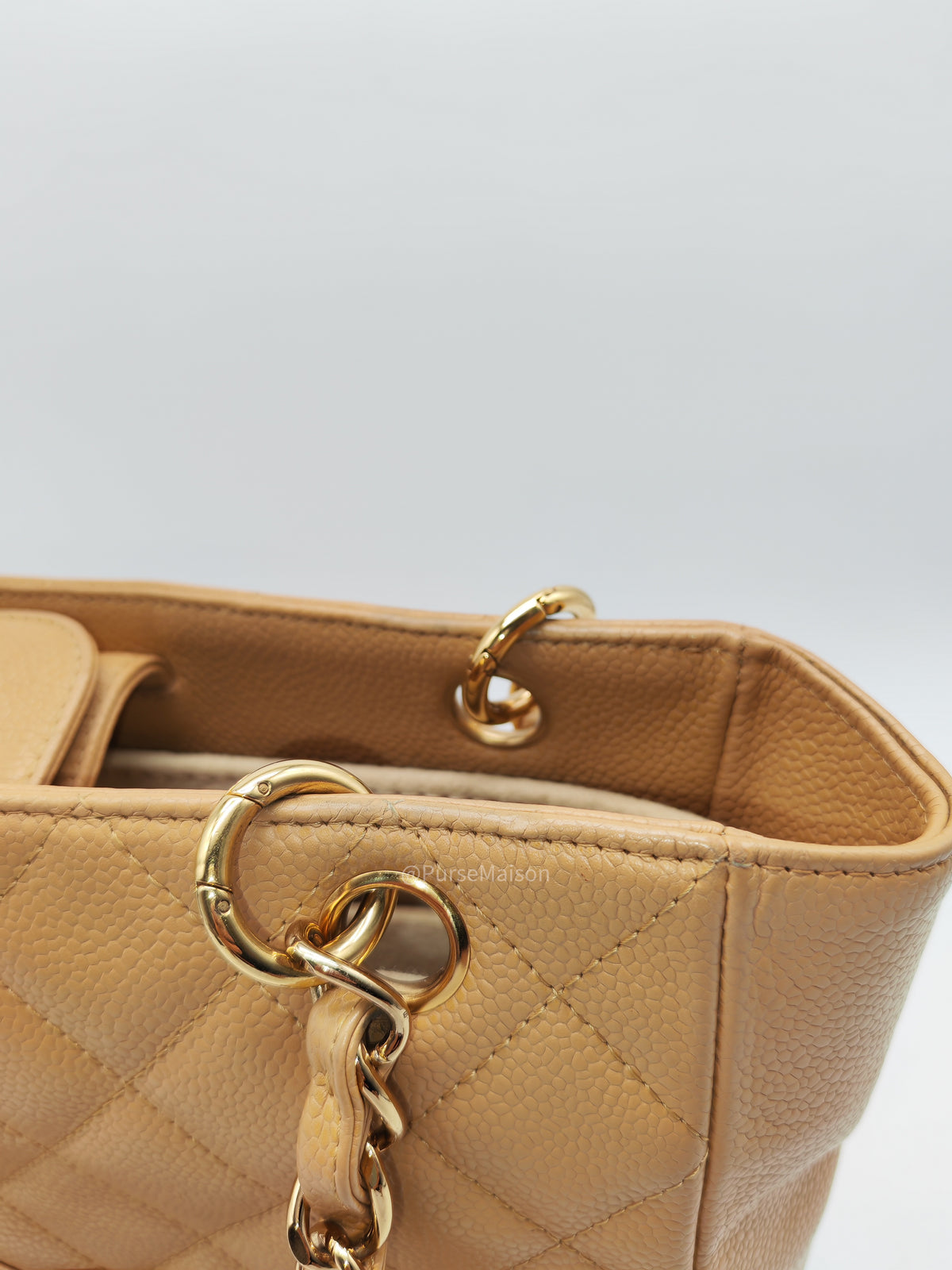 Chanel Petite Shopping Tote Bag (PST) in Dark Beige Caviar Leather Gold Hardware (Series 8) | Purse Maison Luxury Bags Shop