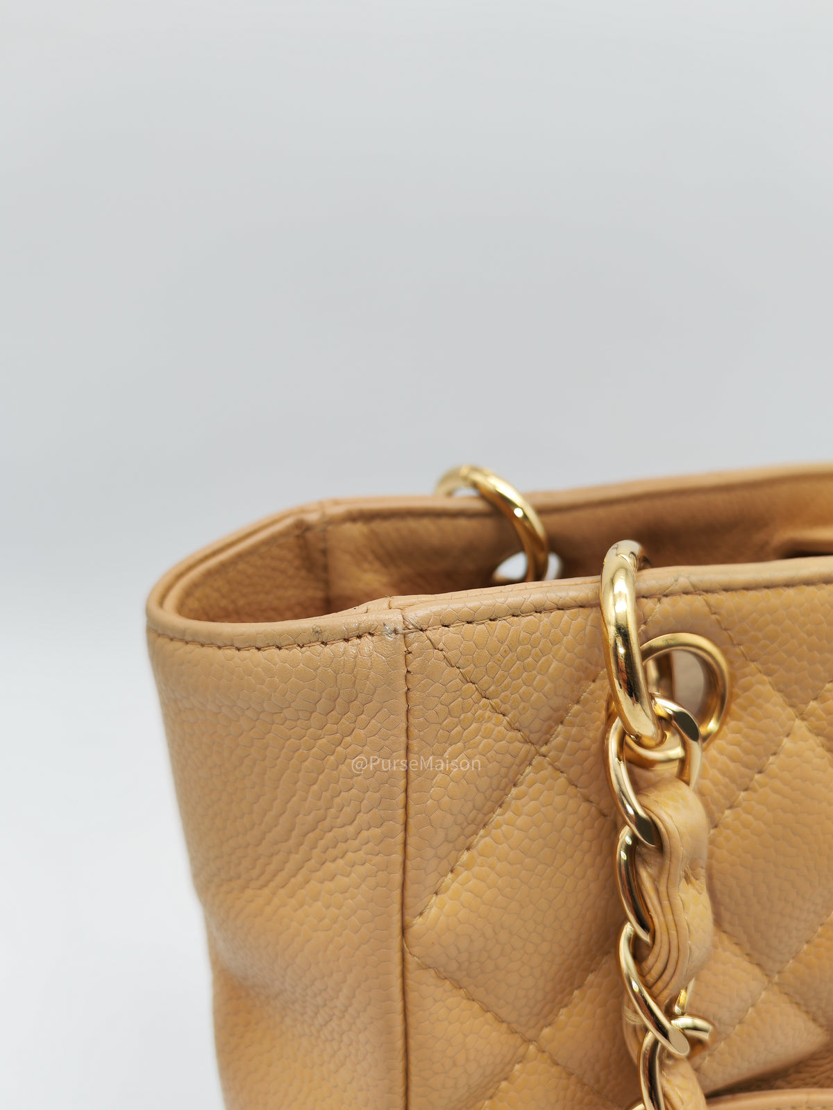 Chanel Petite Shopping Tote Bag (PST) in Dark Beige Caviar Leather Gold Hardware (Series 8) | Purse Maison Luxury Bags Shop