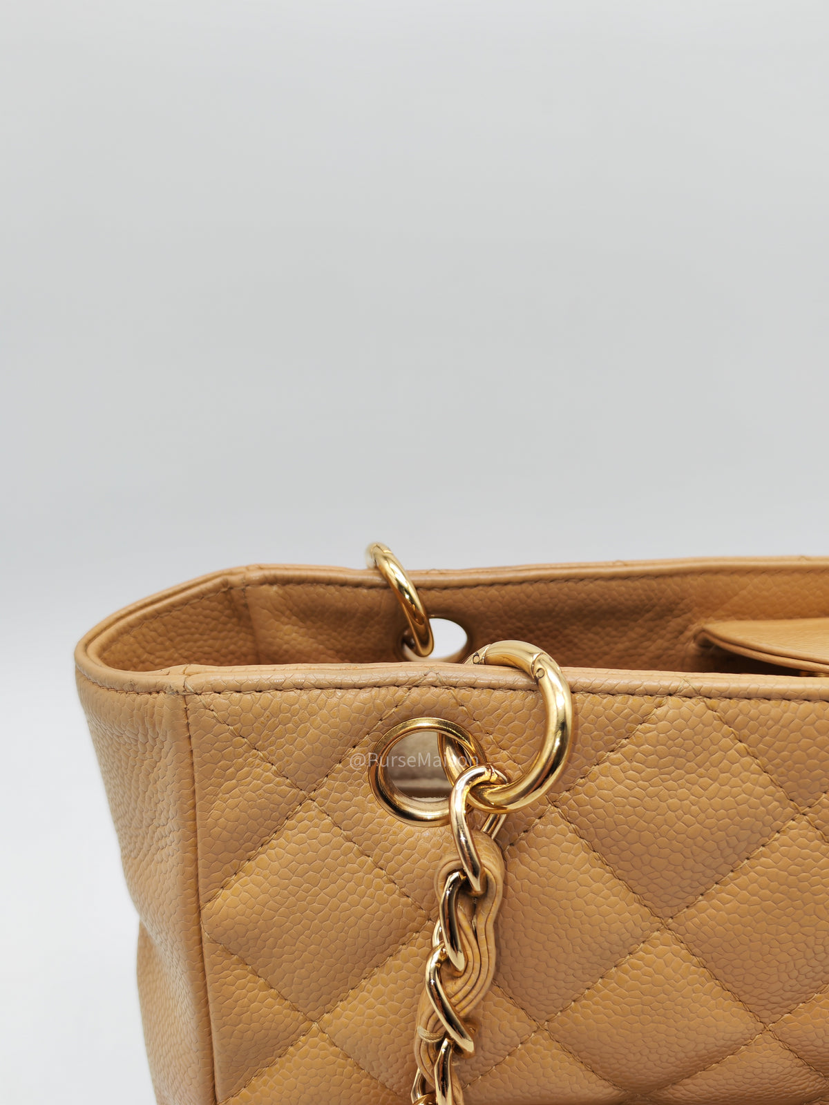 Chanel Petite Shopping Tote Bag (PST) in Dark Beige Caviar Leather Gold Hardware (Series 8) | Purse Maison Luxury Bags Shop