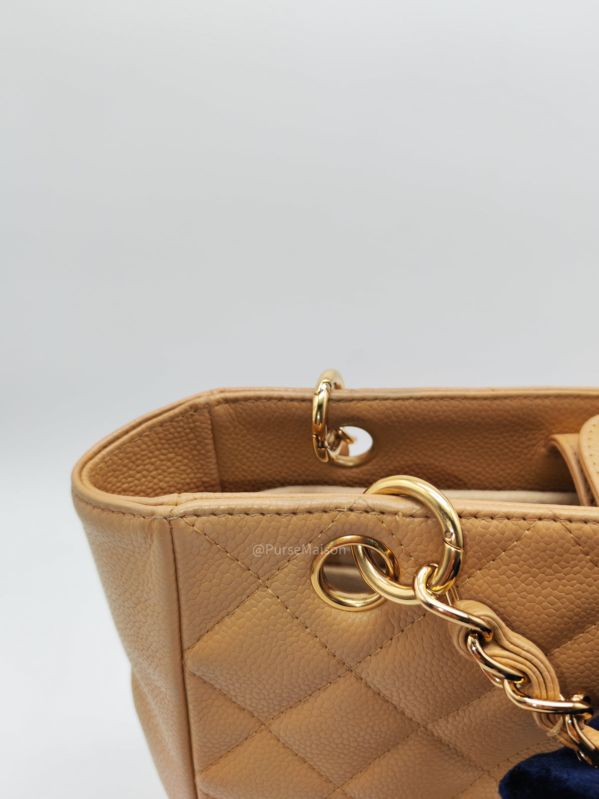 Chanel Petite Shopping Tote Bag (PST) in Dark Beige Caviar Leather Gold Hardware (Series 8) | Purse Maison Luxury Bags Shop