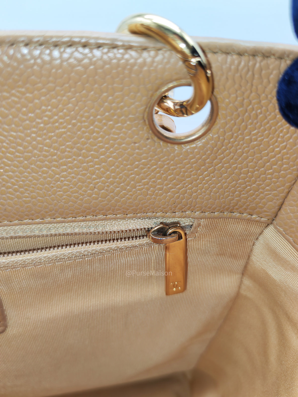 Chanel Petite Shopping Tote Bag (PST) in Dark Beige Caviar Leather Gold Hardware (Series 8) | Purse Maison Luxury Bags Shop