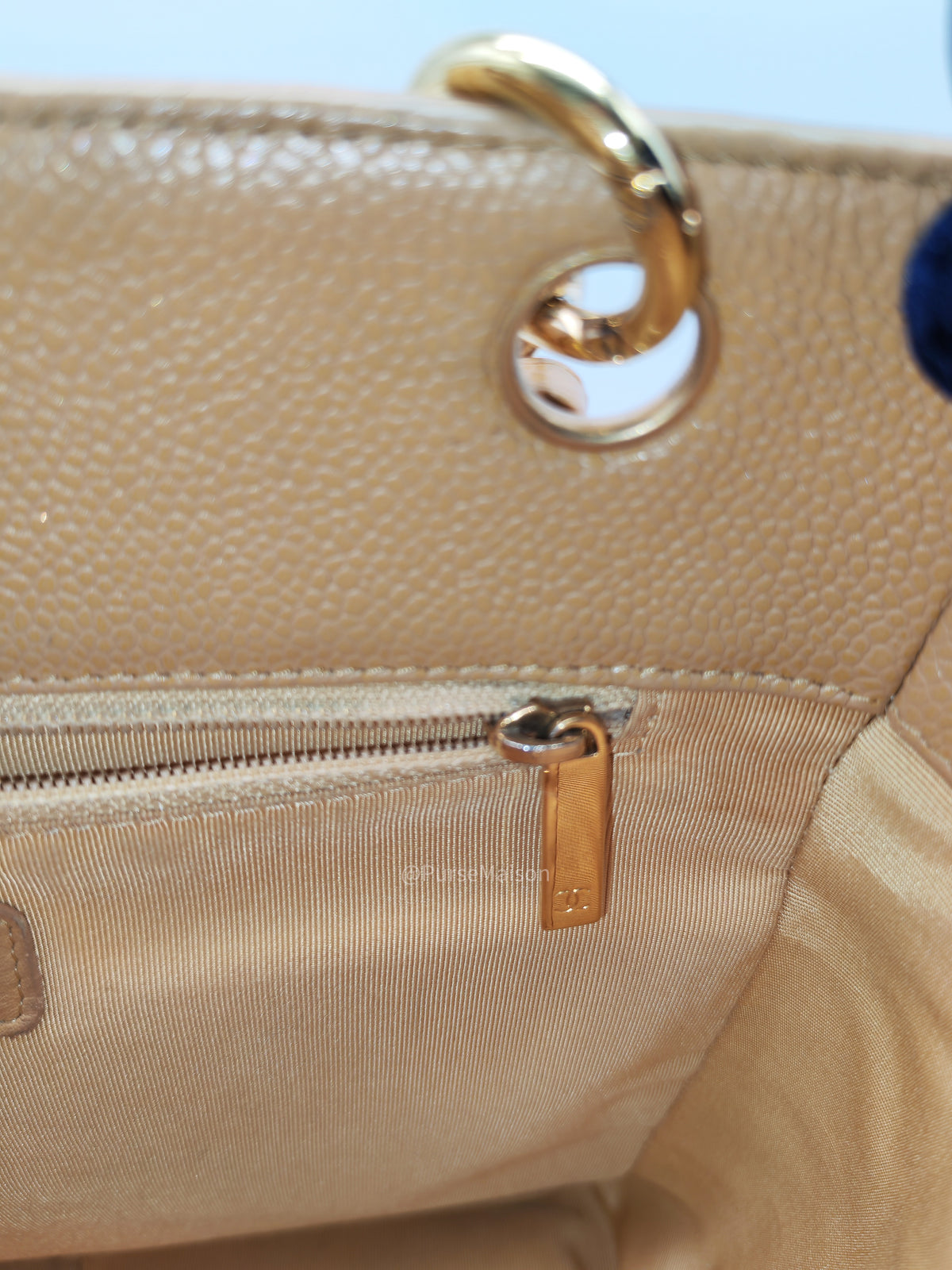 Chanel Petite Shopping Tote Bag (PST) in Dark Beige Caviar Leather Gold Hardware (Series 8) | Purse Maison Luxury Bags Shop