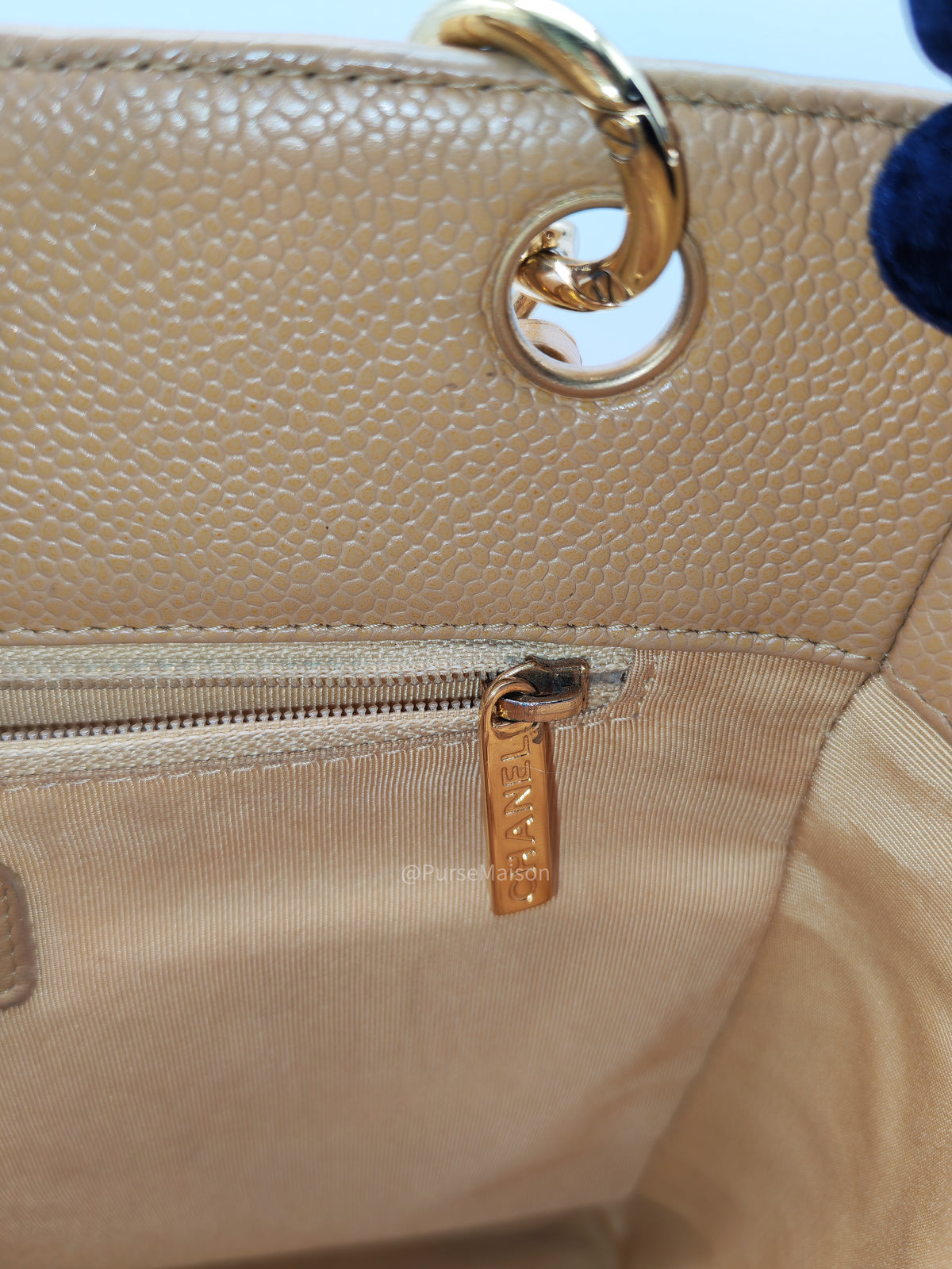 Chanel Petite Shopping Tote Bag (PST) in Dark Beige Caviar Leather Gold Hardware (Series 8) | Purse Maison Luxury Bags Shop