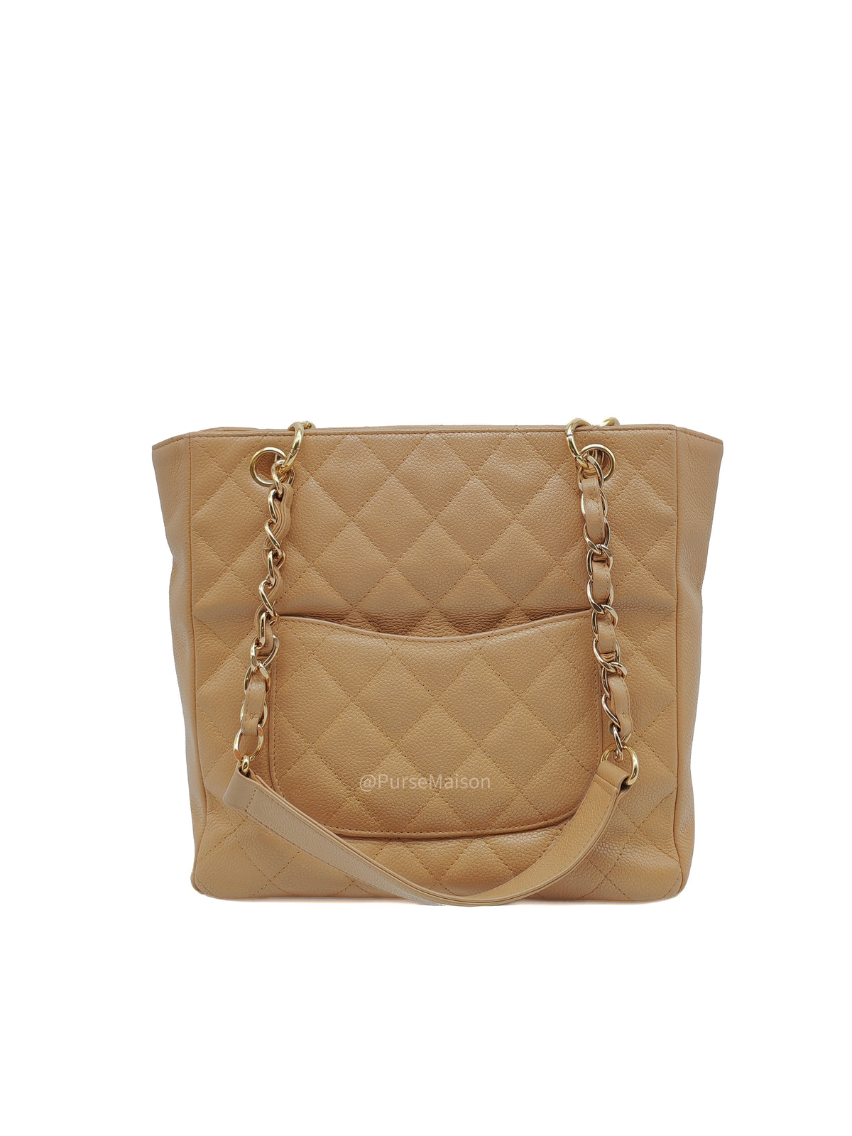 Chanel Petite Shopping Tote Bag (PST) in Dark Beige Caviar Leather Gold Hardware (Series 8) | Purse Maison Luxury Bags Shop