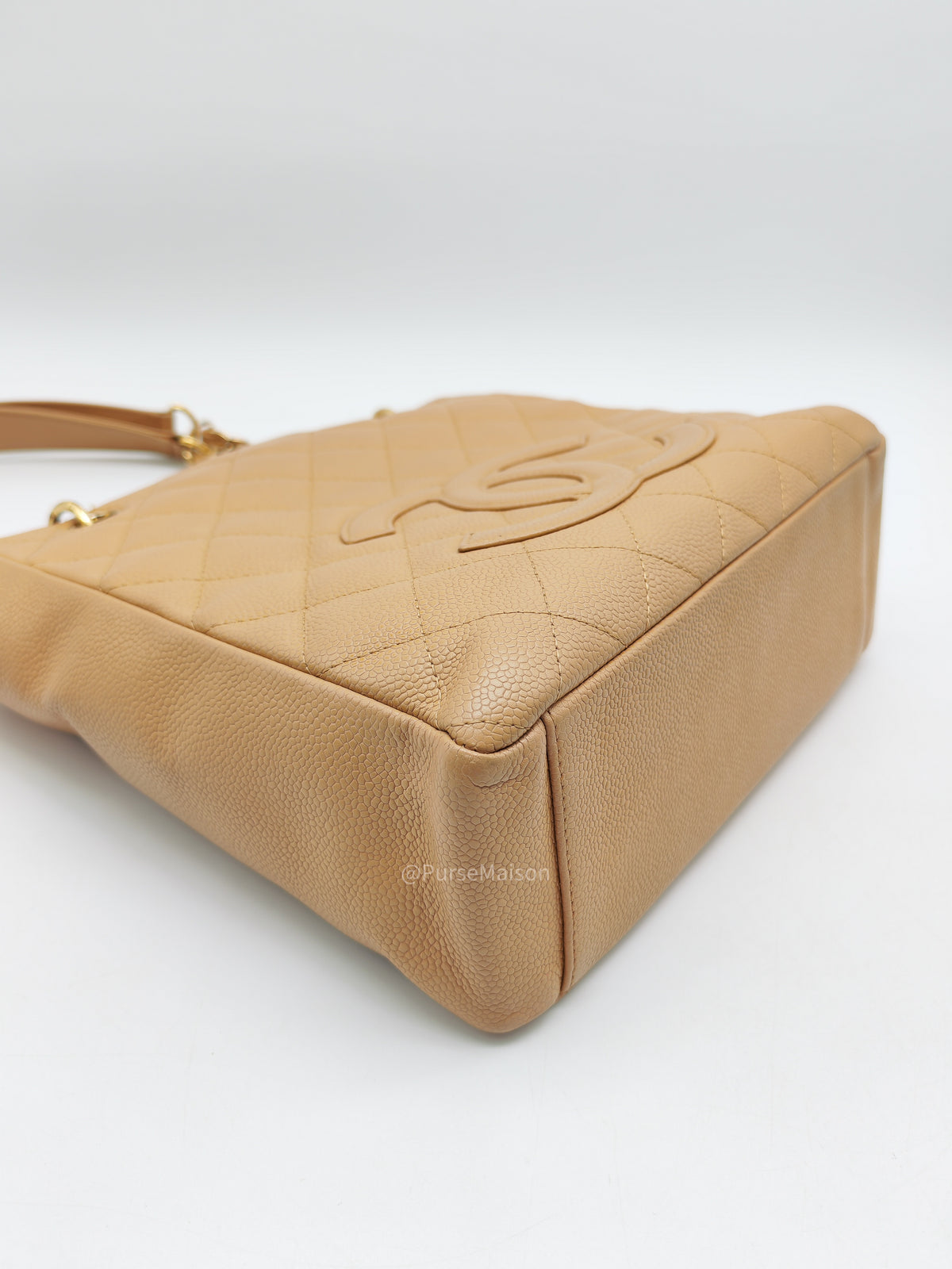 Chanel Petite Shopping Tote Bag (PST) in Dark Beige Caviar Leather Gold Hardware (Series 8) | Purse Maison Luxury Bags Shop