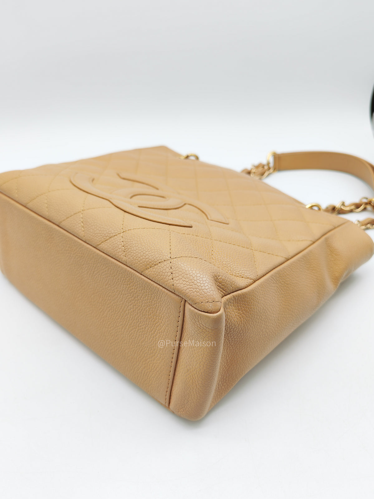 Chanel Petite Shopping Tote Bag (PST) in Dark Beige Caviar Leather Gold Hardware (Series 8) | Purse Maison Luxury Bags Shop