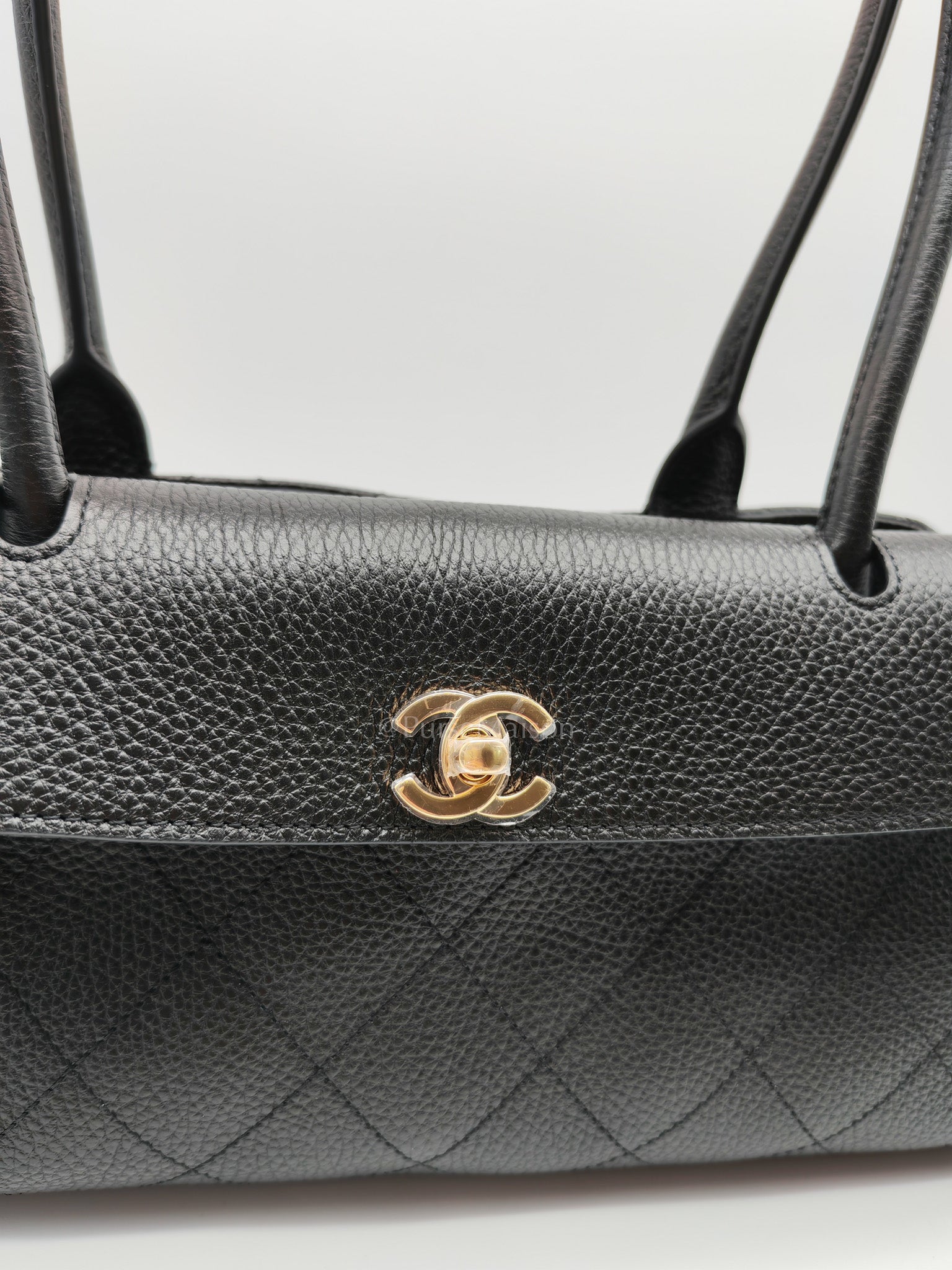 26 Matthieu Blazy Small Tote Bag in Black Grained Calfskin & Gold Hardware Microchip