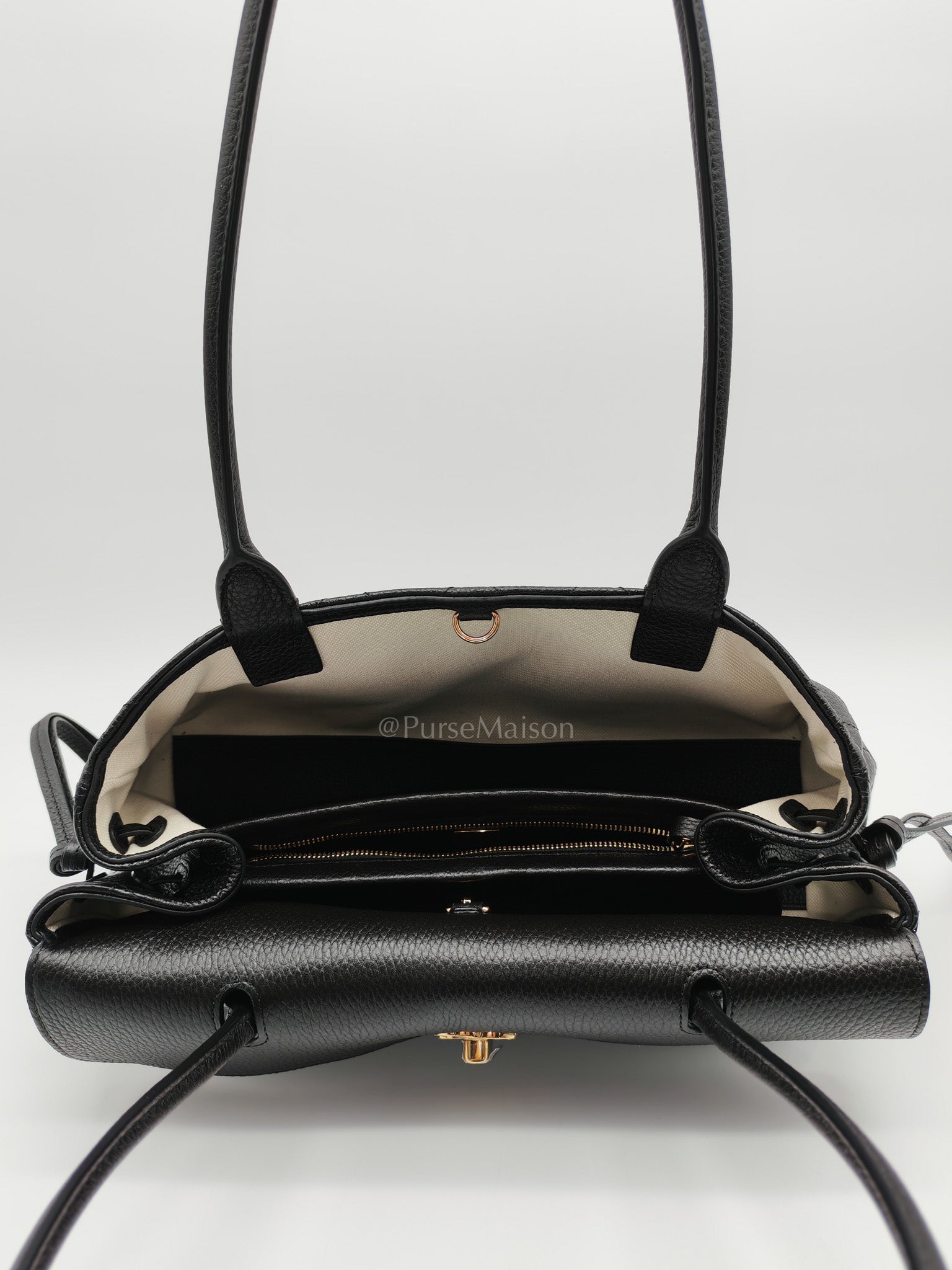 26 Matthieu Blazy Small Tote Bag in Black Grained Calfskin & Gold Hardware Microchip