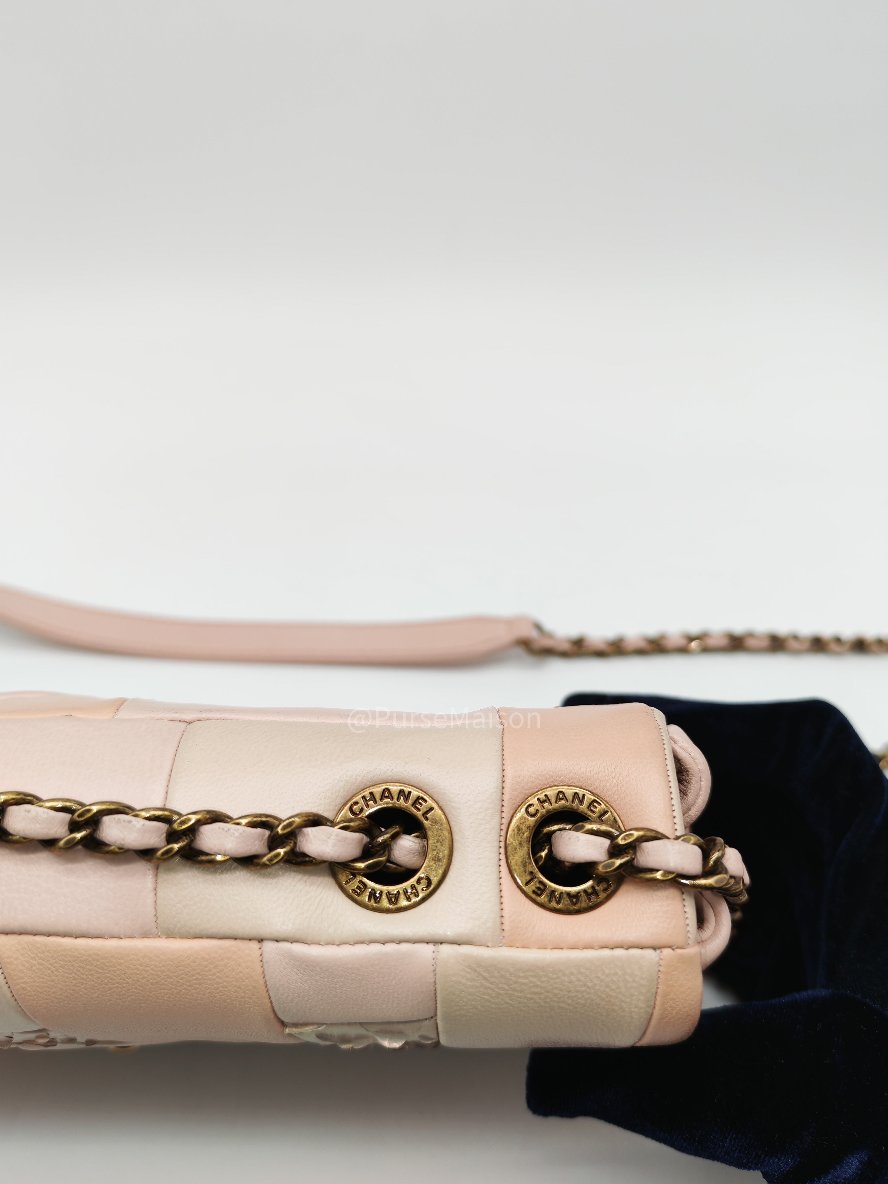 Chanel Timeless Patchwork Single Flap Bag Small in Multicolor Lambskin & Python Leather Aged Gold Hardware (Series 22)