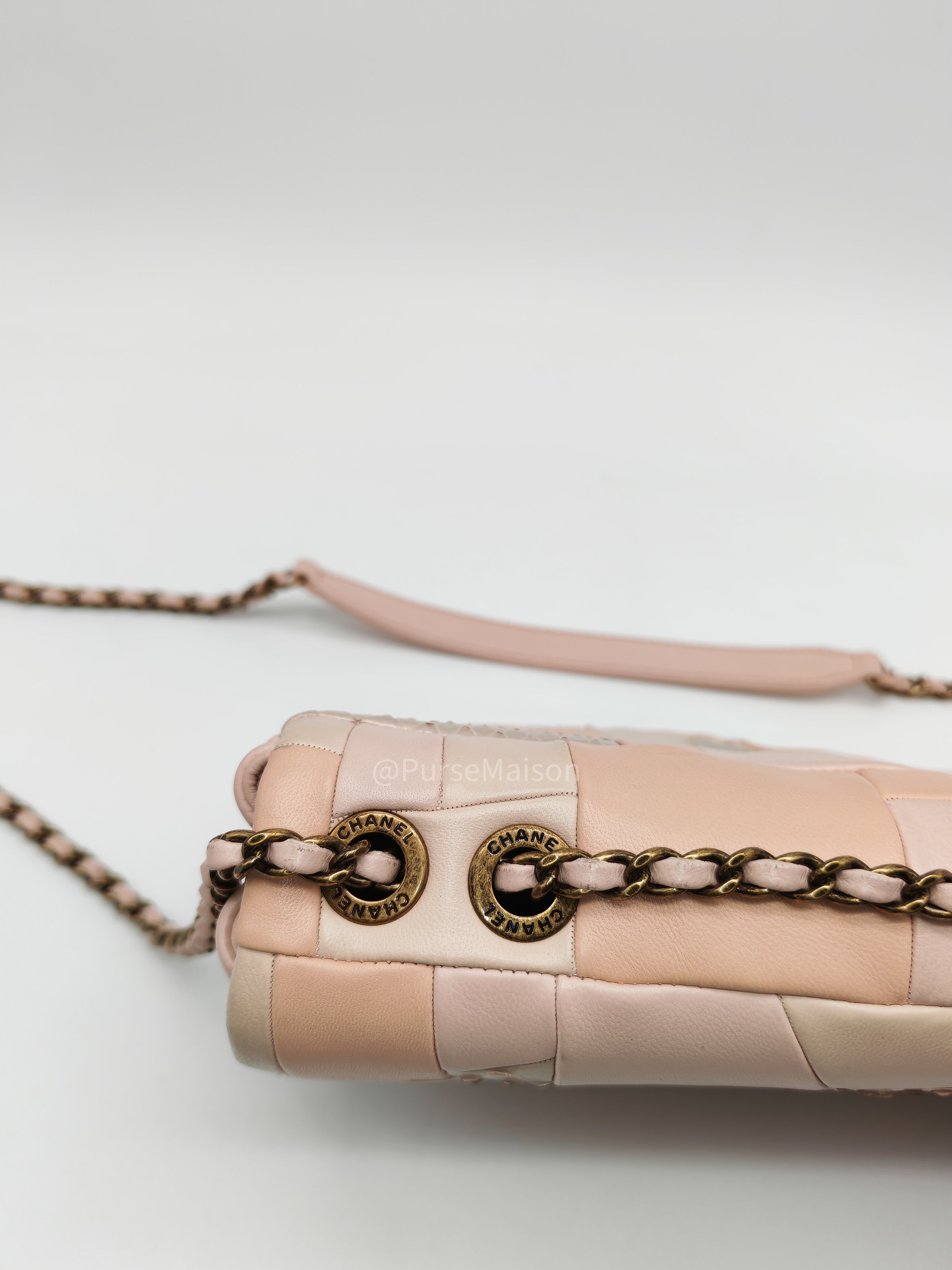 Chanel Timeless Patchwork Single Flap Bag Small in Multicolor Lambskin & Python Leather Aged Gold Hardware (Series 22)