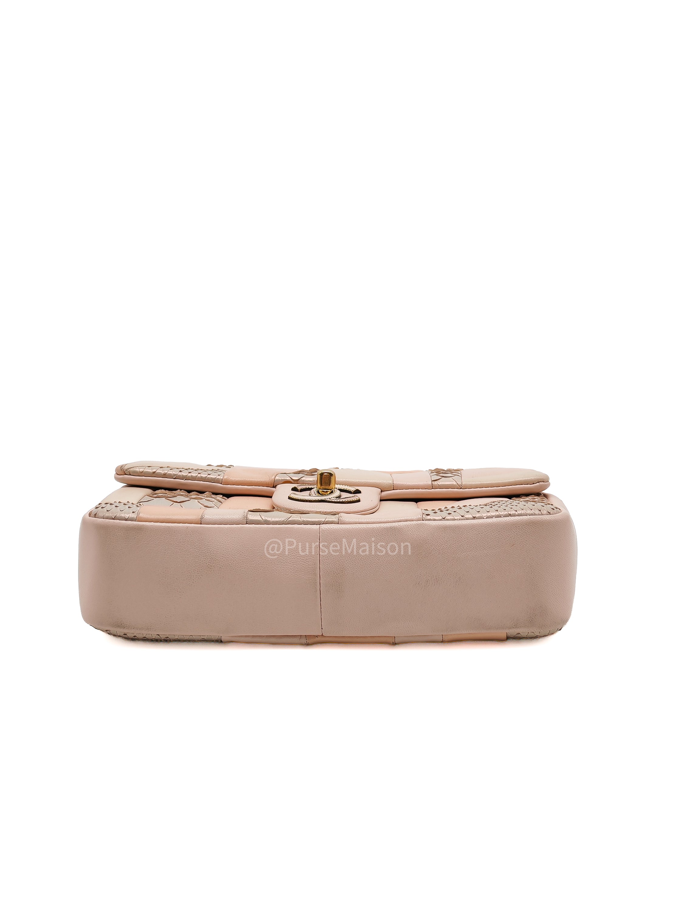 Chanel Timeless Patchwork Single Flap Bag Small in Multicolor Lambskin & Python Leather Aged Gold Hardware (Series 22)