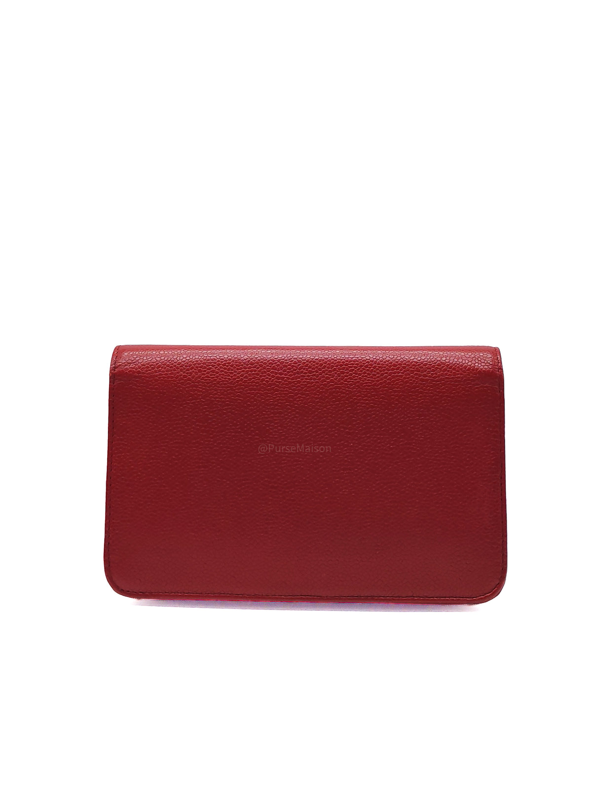 Chanel Timeless CC Wallet on Chain in Red Caviar Leather and Silver Hardware Series 18