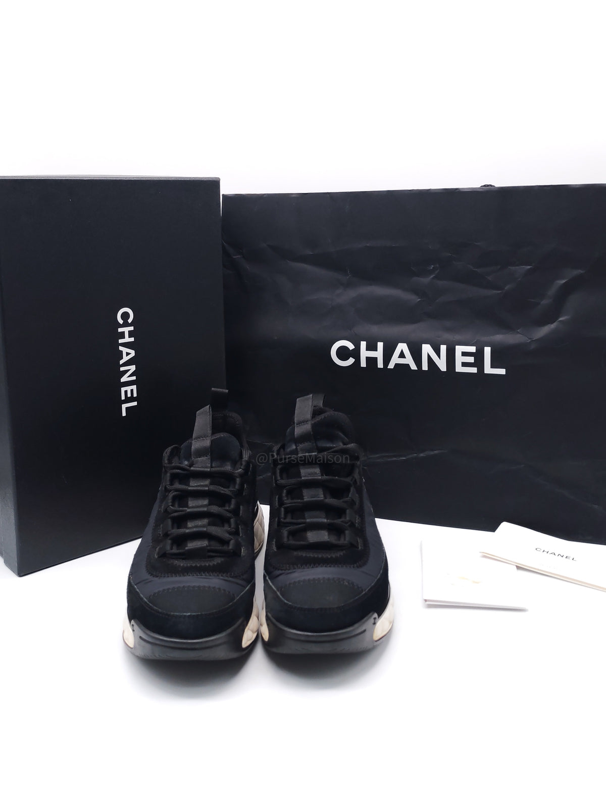 Chanel Velvet Calfskin Mixed Fibers CC Running Sneakers Size 37.5 EU (23.5 cm)