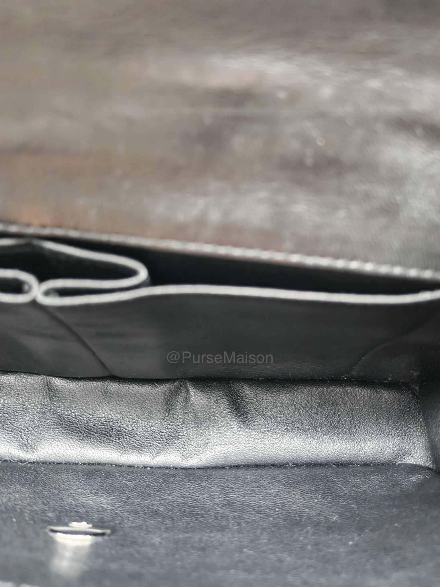 Chanel East West Flap Bag in Black Quilted Lambskin Leather and Silver Hardware Series 10