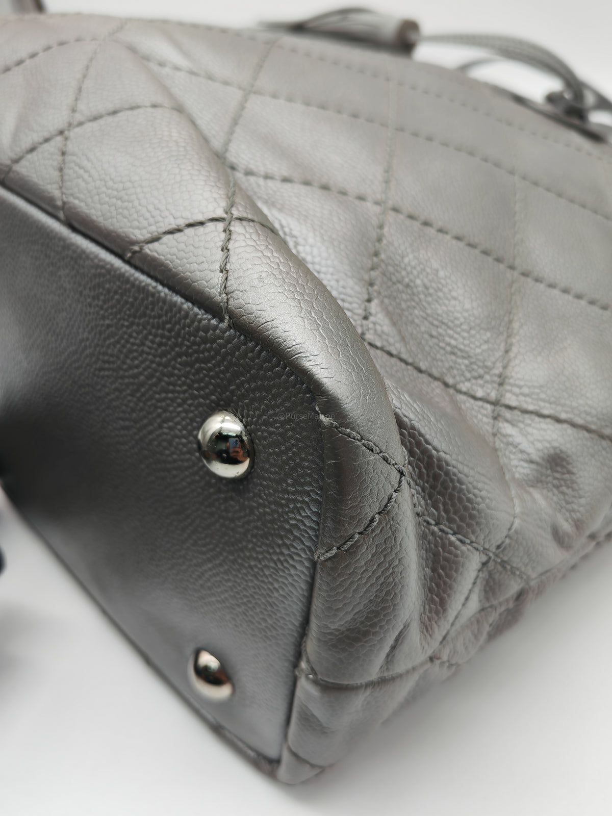 Chanel Shopping Fever Tote Bag in Silver Metallic Caviar Leather and Silver Hardware Series 20