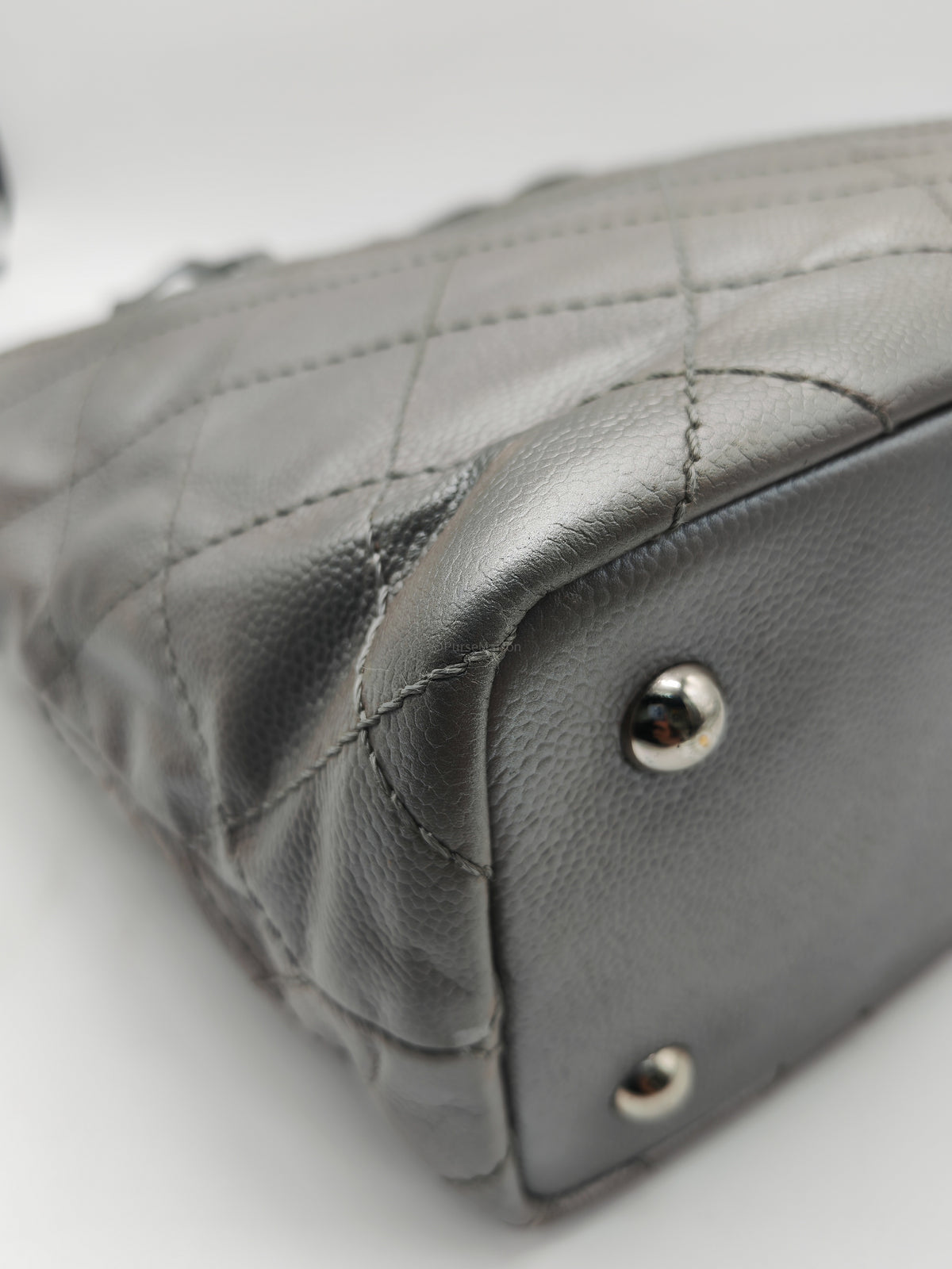 Chanel Shopping Fever Tote Bag in Silver Metallic Caviar Leather and Silver Hardware Series 20