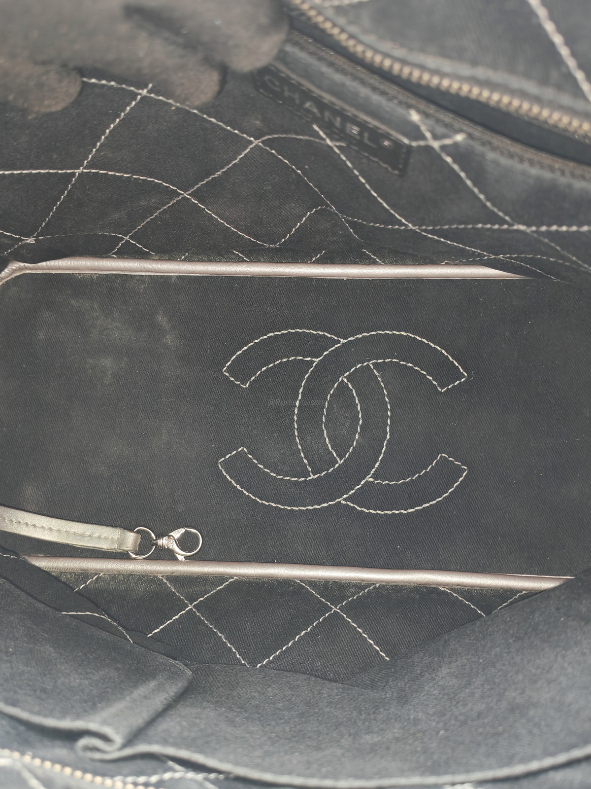 Chanel Shopping Fever Tote Bag in Silver Metallic Caviar Leather and Silver Hardware Series 20