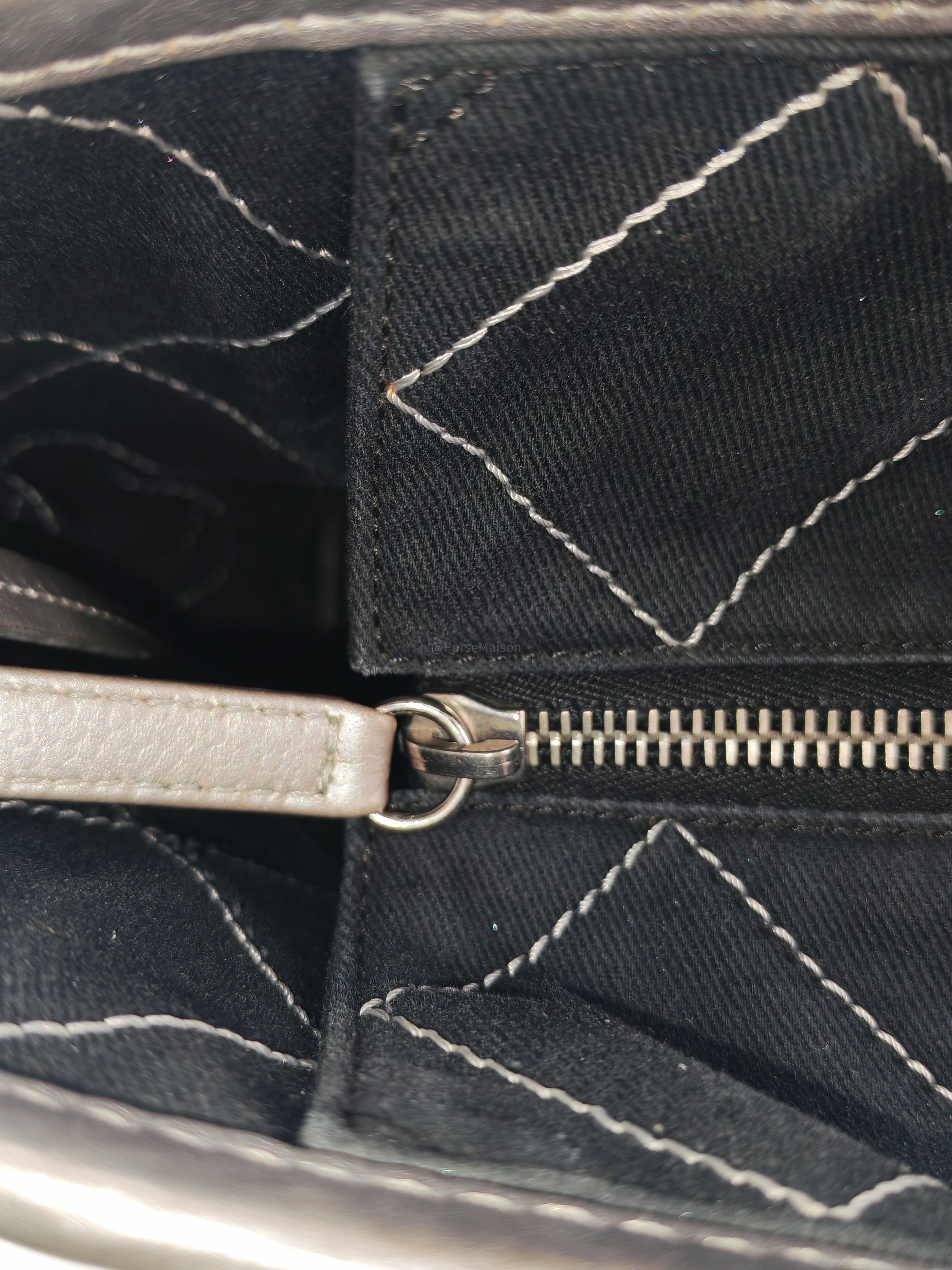 Chanel Shopping Fever Tote Bag in Silver Metallic Caviar Leather and Silver Hardware Series 20