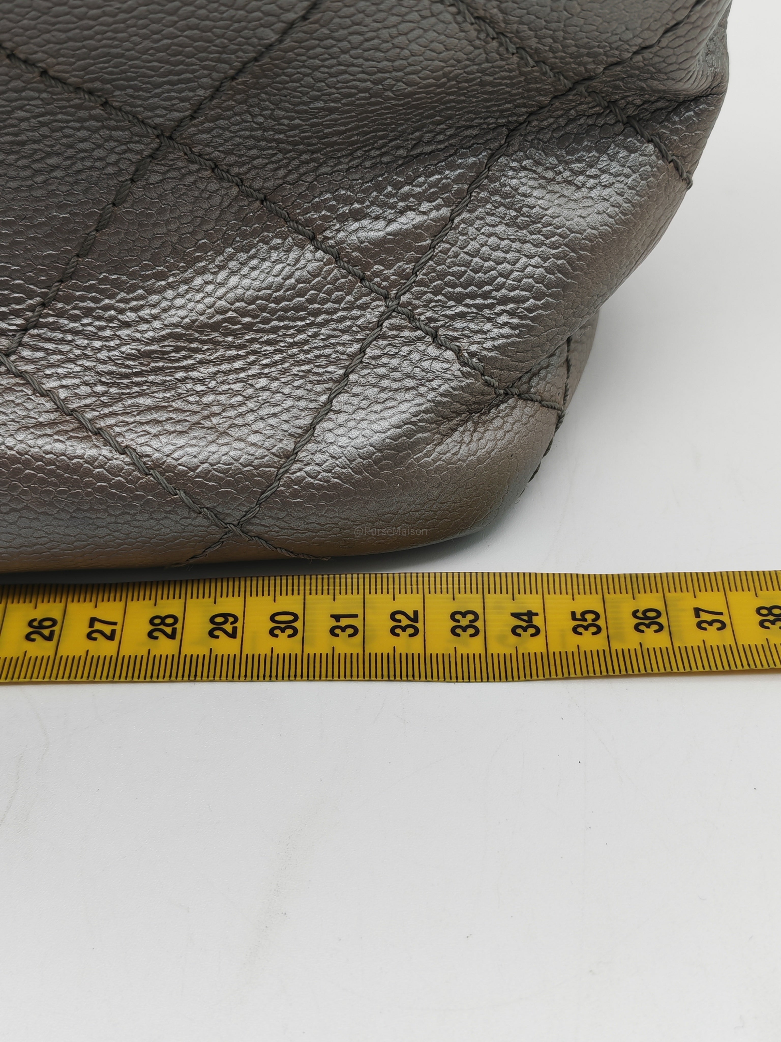 Chanel Shopping Fever Tote Bag in Silver Metallic Caviar Leather and Silver Hardware Series 20