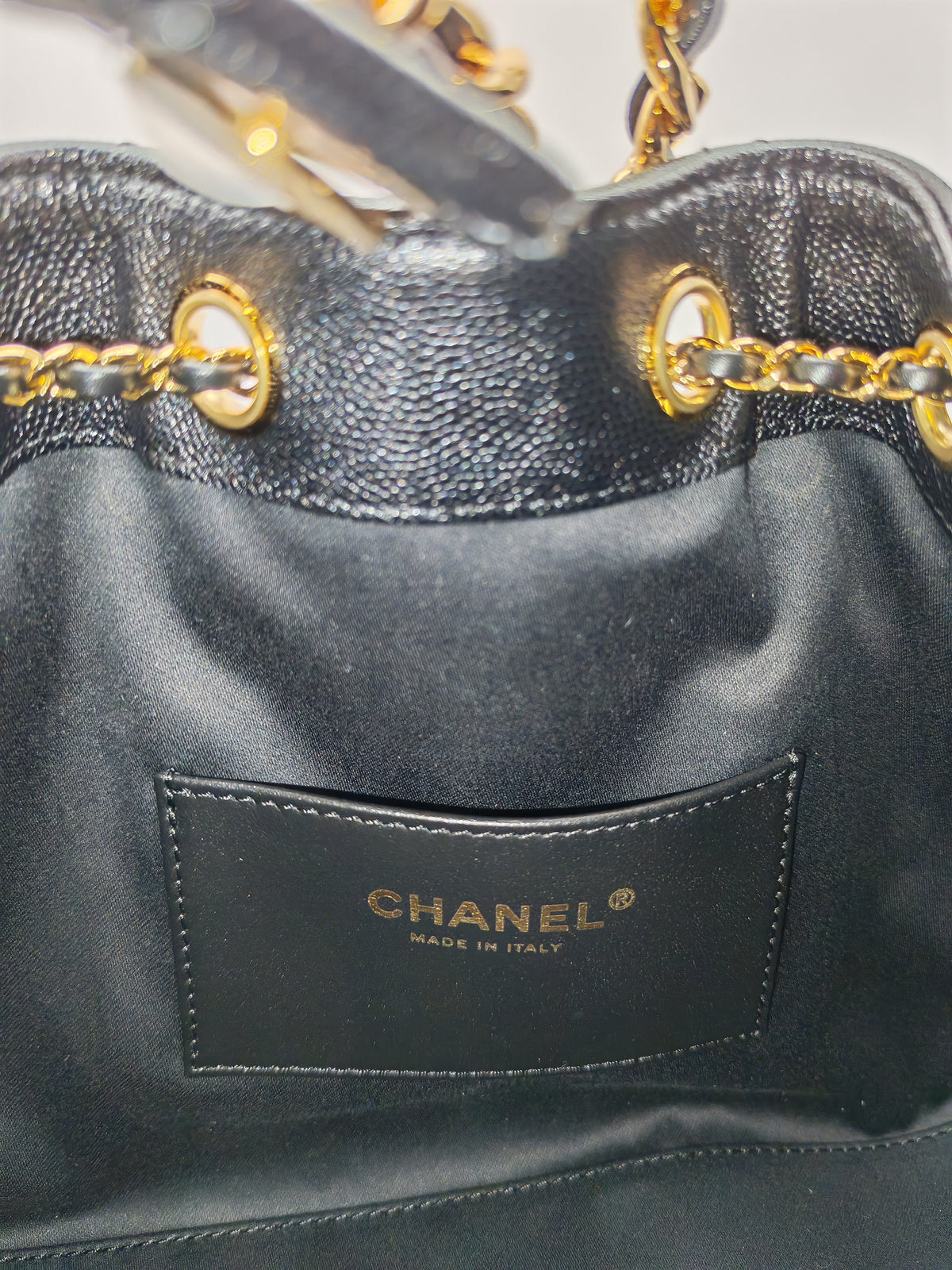 Chanel 25 Hobo Bag Small in Black Caviar Leather Shiny Gold Hardware Microchip (XX****28)