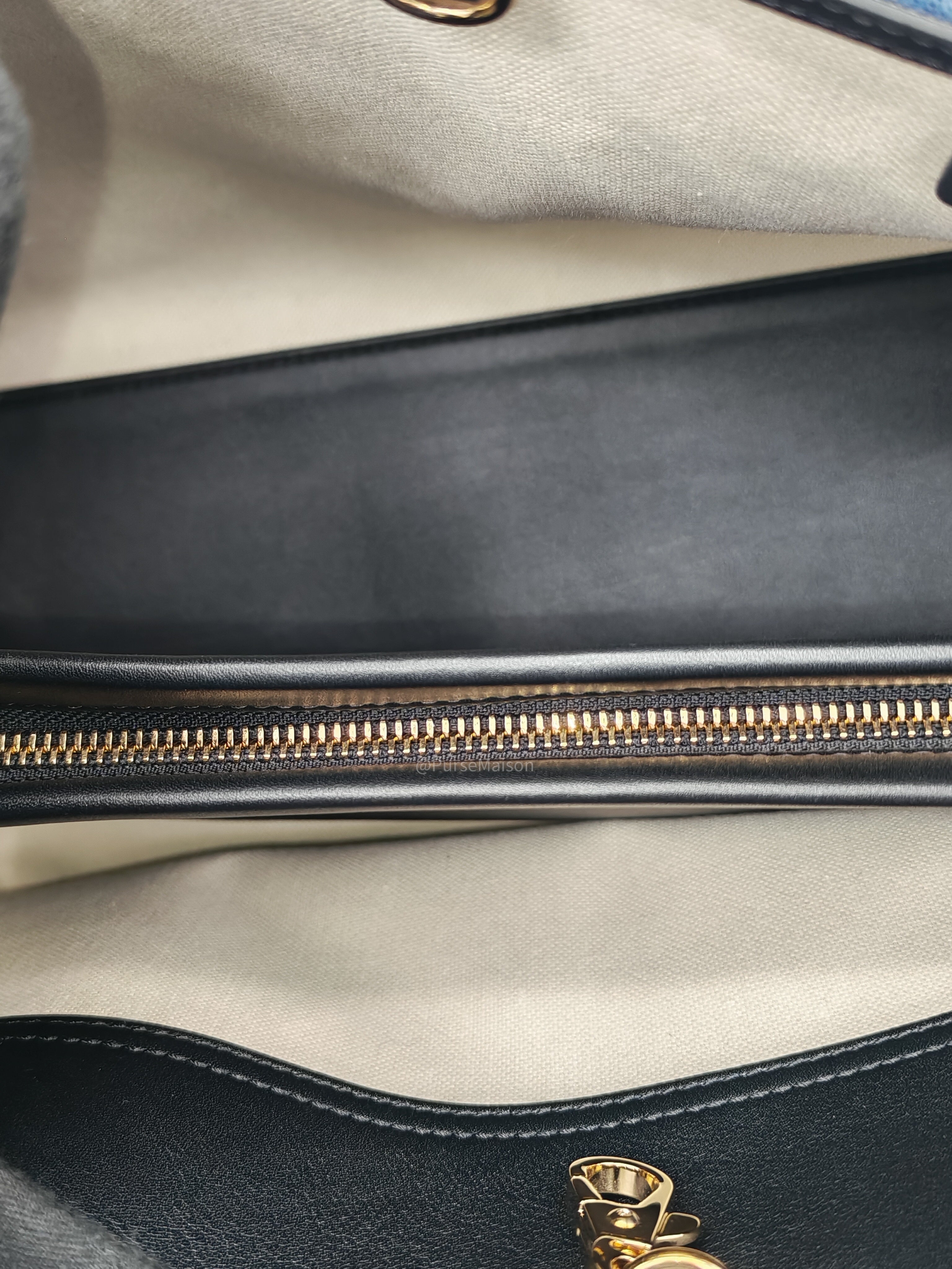 Chanel 26 Urban Essential Matthieu Blazy Large Tote Bag in Black Calfskin Leather and Denim Canvas Light Gold Hardware (Microchip)