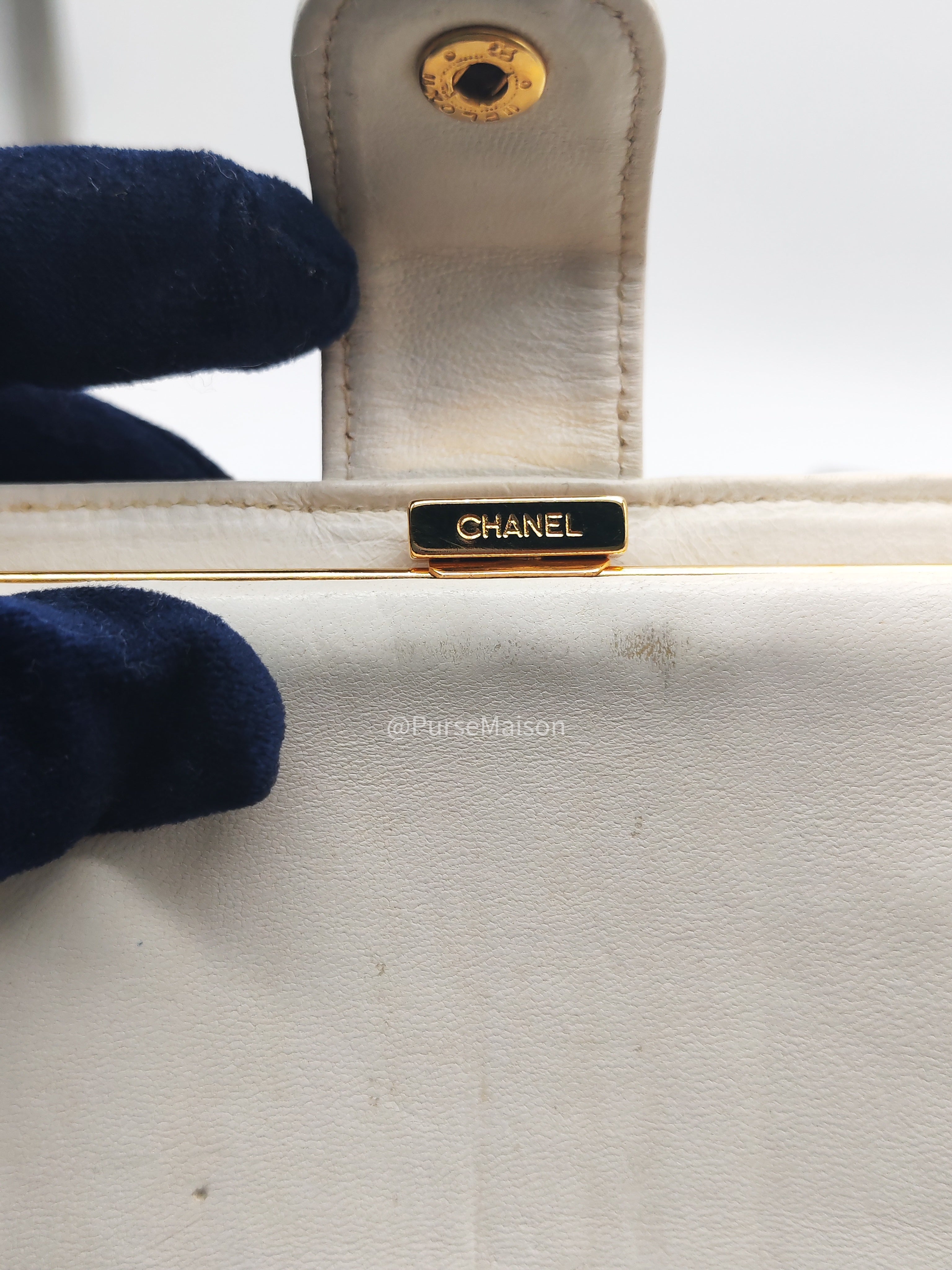 Chanel Timeless CC Long Bifold Wallet in White Caviar Leather and Gold Hardware Series 5