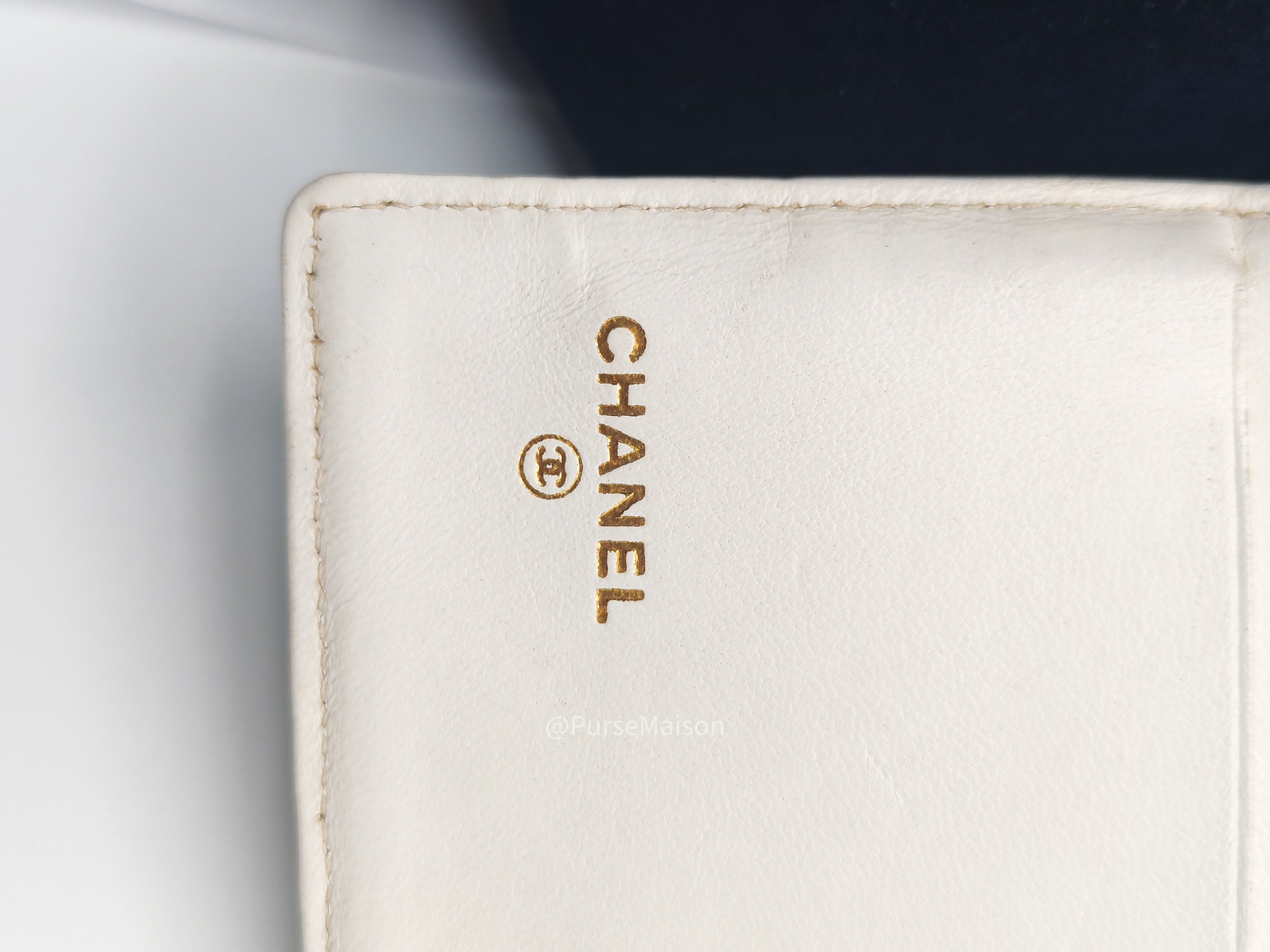 Chanel Timeless CC Long Bifold Wallet in White Caviar Leather and Gold Hardware Series 5