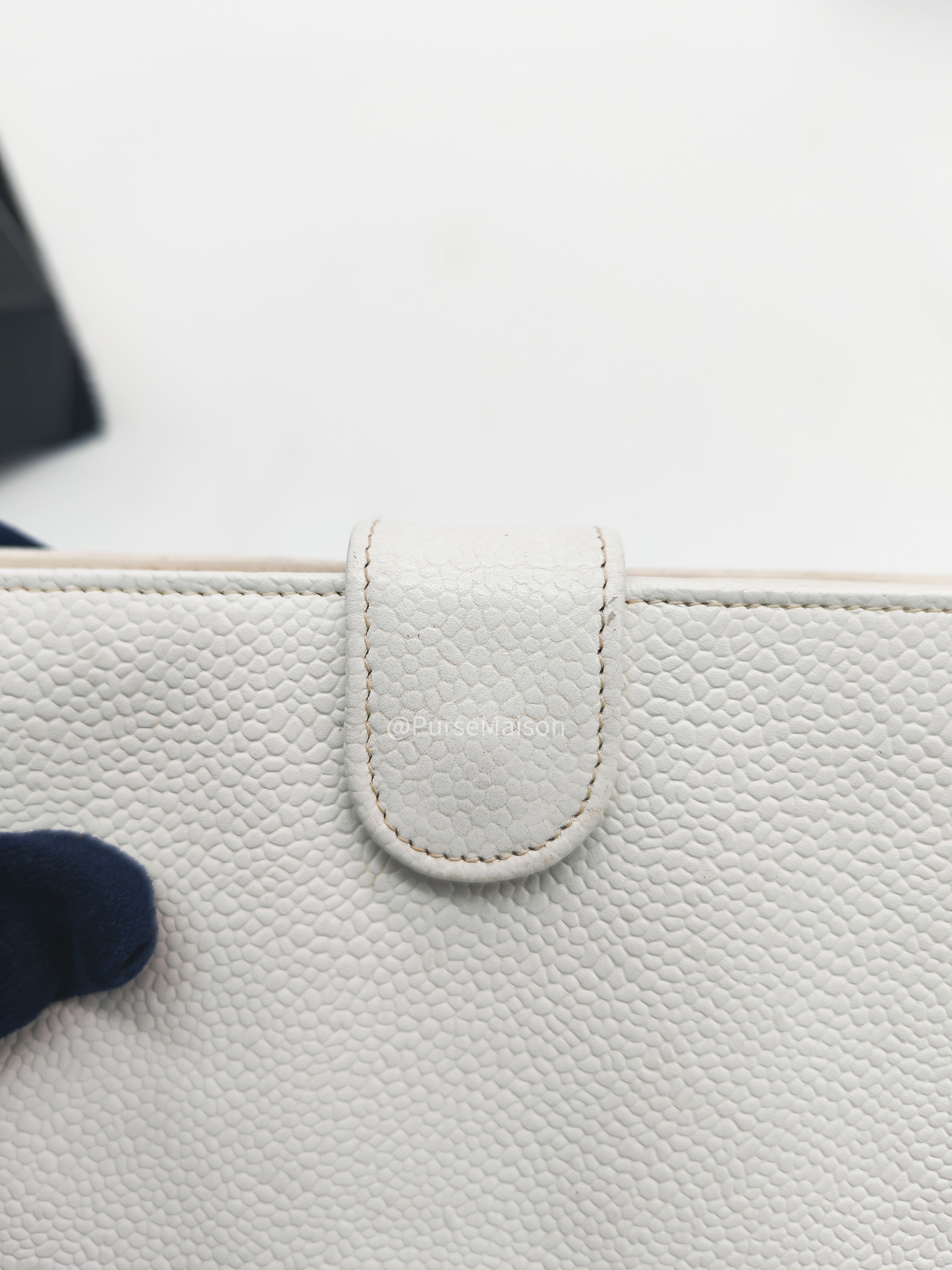 Chanel Timeless CC Long Bifold Wallet in White Caviar Leather and Gold Hardware Series 5