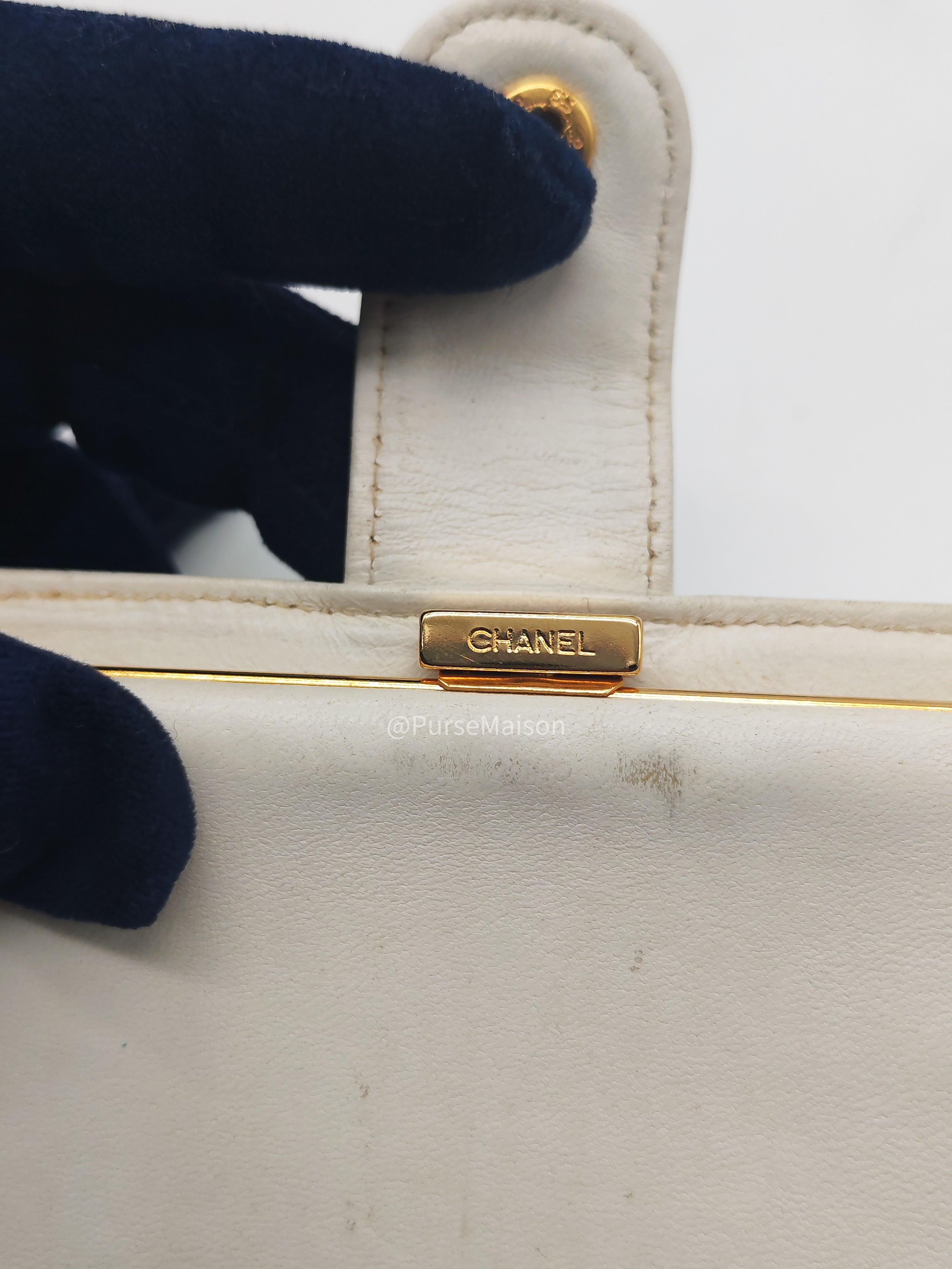 Chanel Timeless CC Long Bifold Wallet in White Caviar Leather and Gold Hardware Series 5