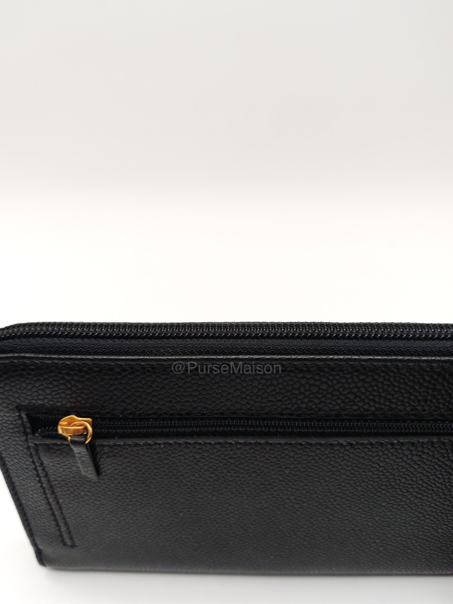 Chanel Timeless CC Zip Around Long Wallet in Black Caviar Leather and Gold Hardware Series 6
