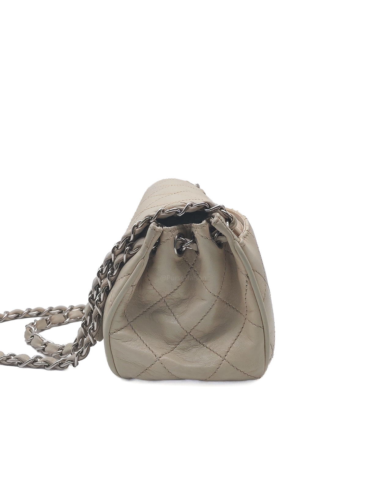 Chanel Vintage Ultimate Stitch 2.55 Reissue Flap Bag in Beige Cream Lambskin Leather Silver Hardware (Series 10)
