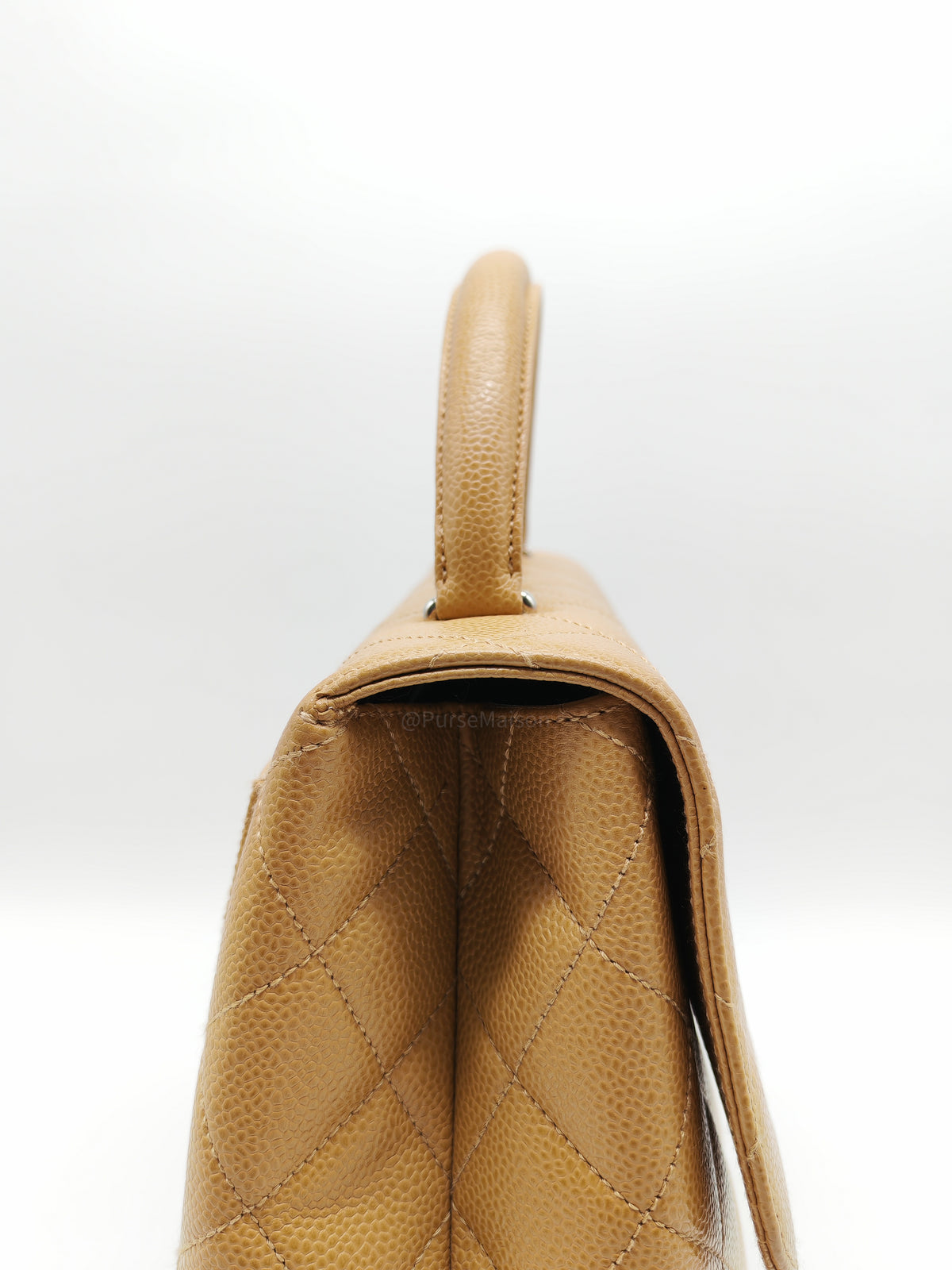 Chanel Kelly Vintage Top Handle Bag Large/Jumbo in Dark Beige Caviar Leather Silver Hardware (Series 6)