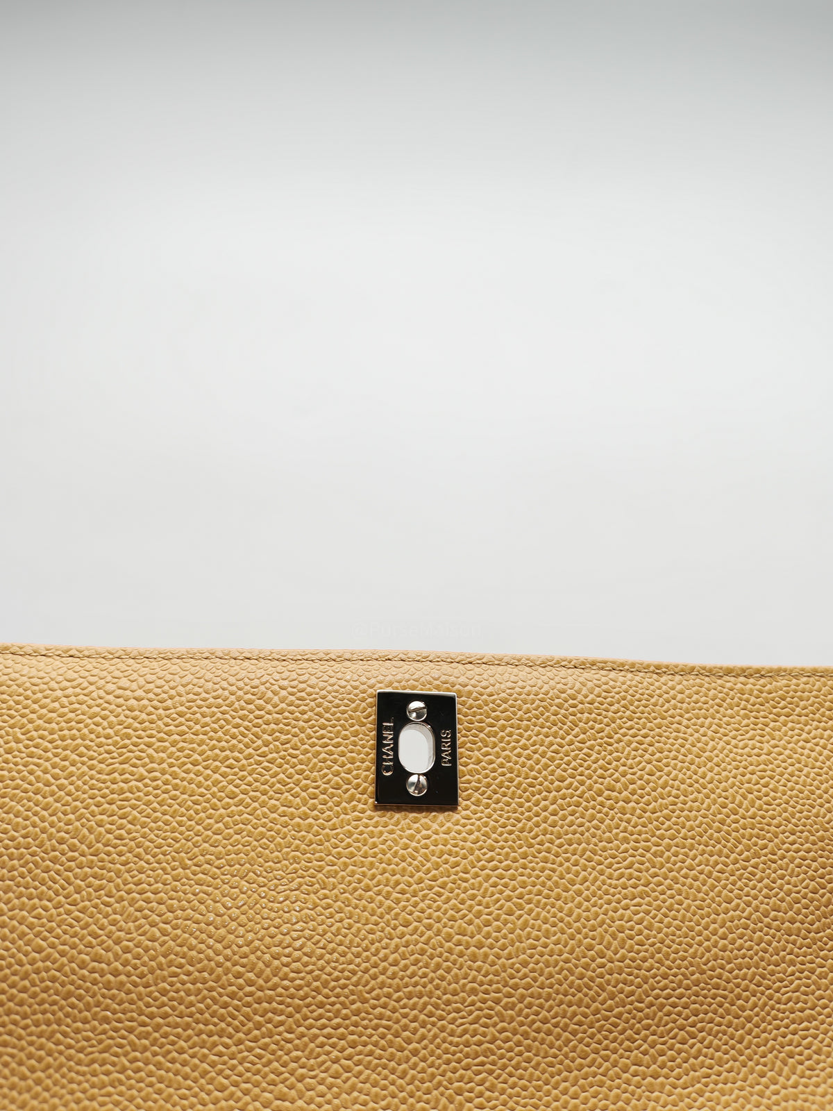 Chanel Kelly Vintage Top Handle Bag Large/Jumbo in Dark Beige Caviar Leather Silver Hardware (Series 6)