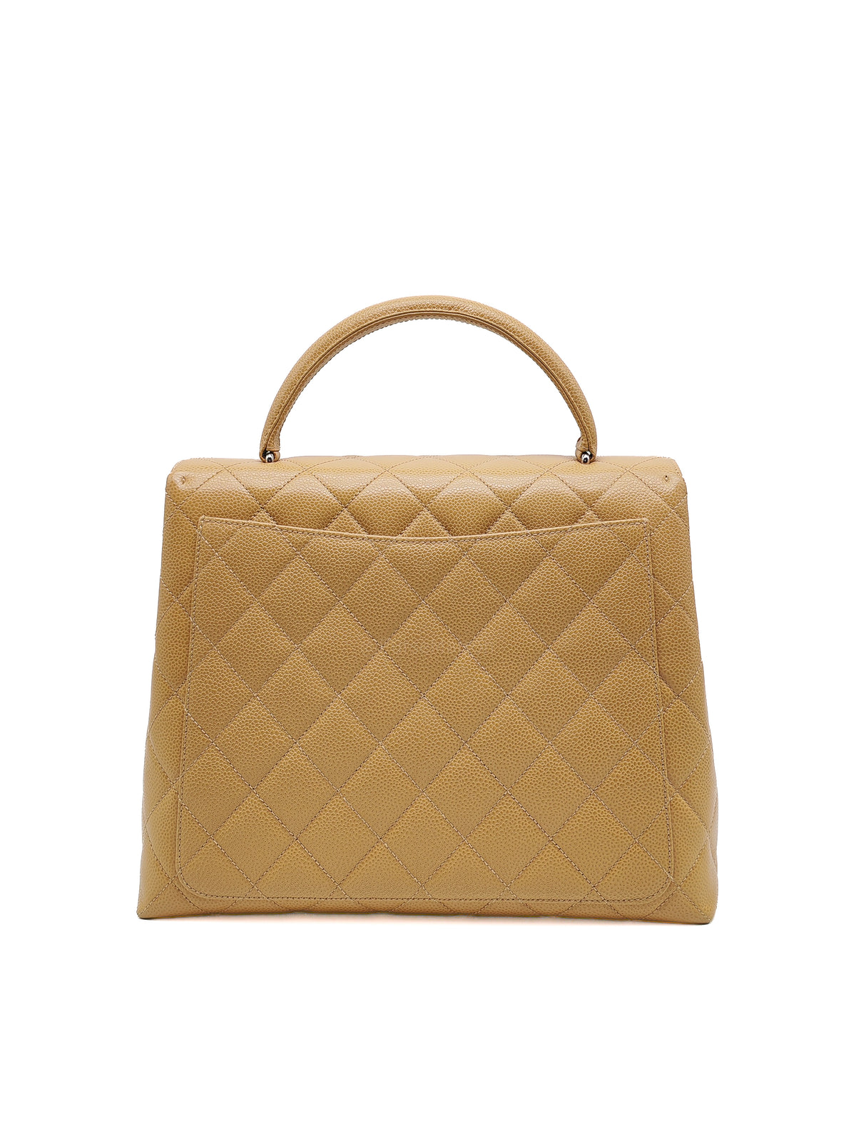 Chanel Kelly Vintage Top Handle Bag Large/Jumbo in Dark Beige Caviar Leather Silver Hardware (Series 6)