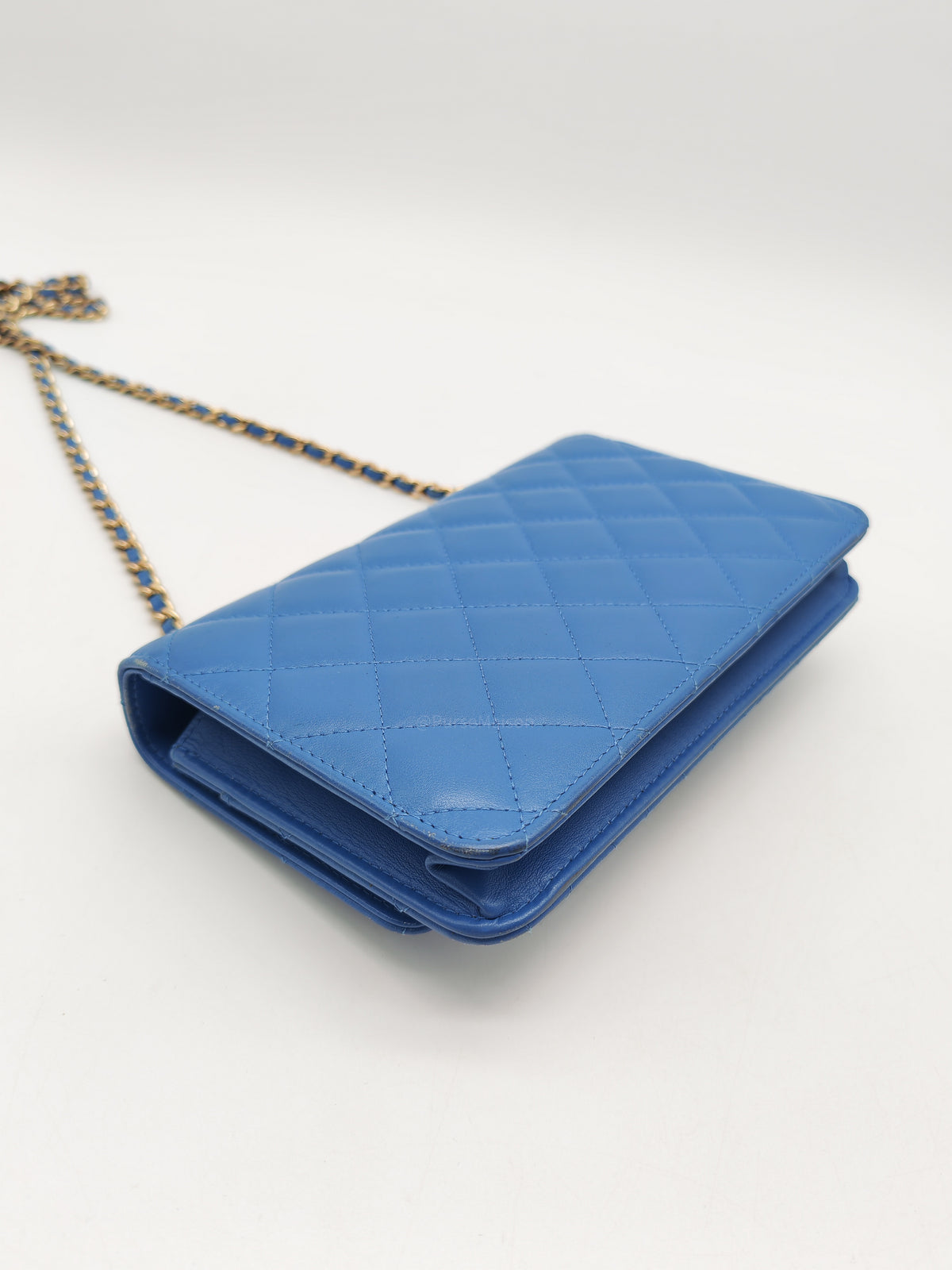 Chanel Trendy CC Wallet on Chain in Blue Lambskin Leather and Light Gold Hardware Series 27