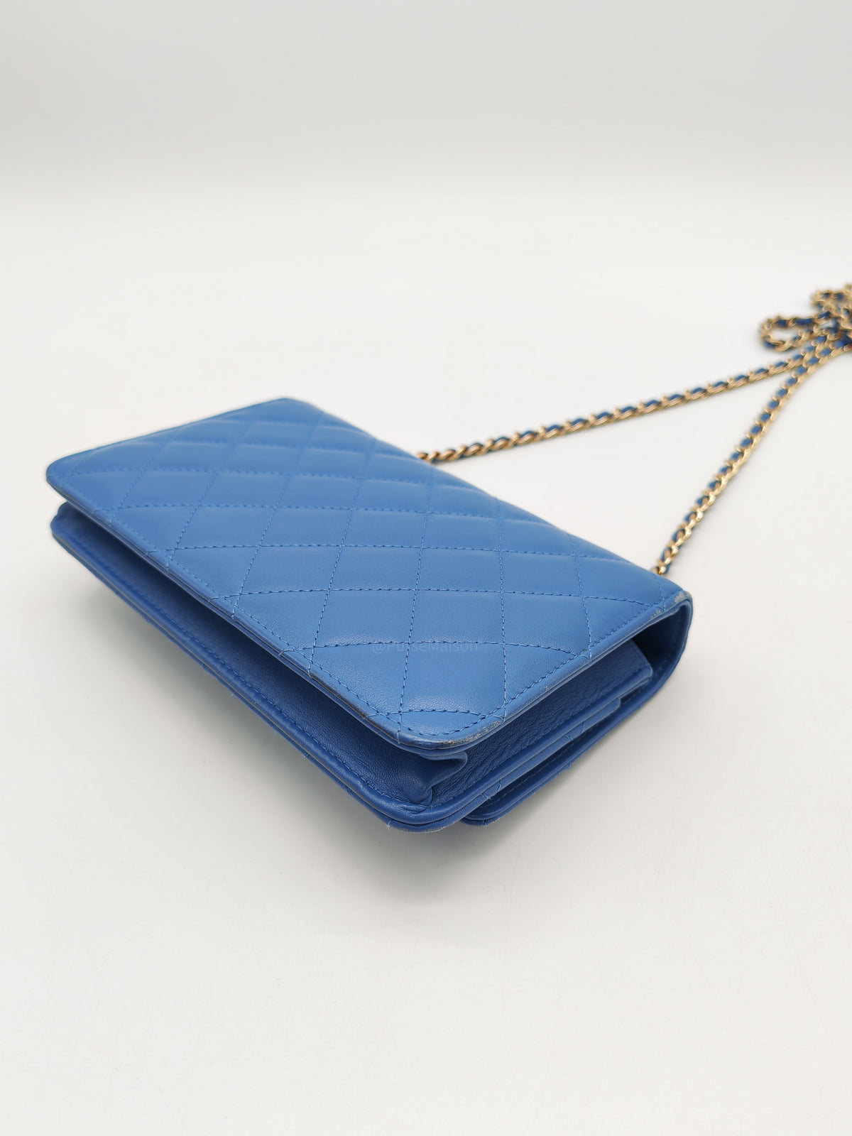 Chanel Trendy CC Wallet on Chain in Blue Lambskin Leather and Light Gold Hardware Series 27