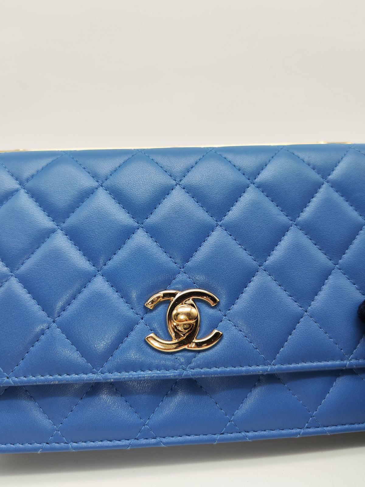 Chanel Trendy CC Wallet on Chain in Blue Lambskin Leather and Light Gold Hardware Series 27