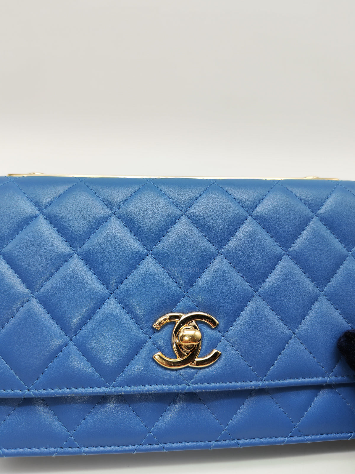 Chanel Trendy CC Wallet on Chain in Blue Lambskin Leather and Light Gold Hardware Series 27